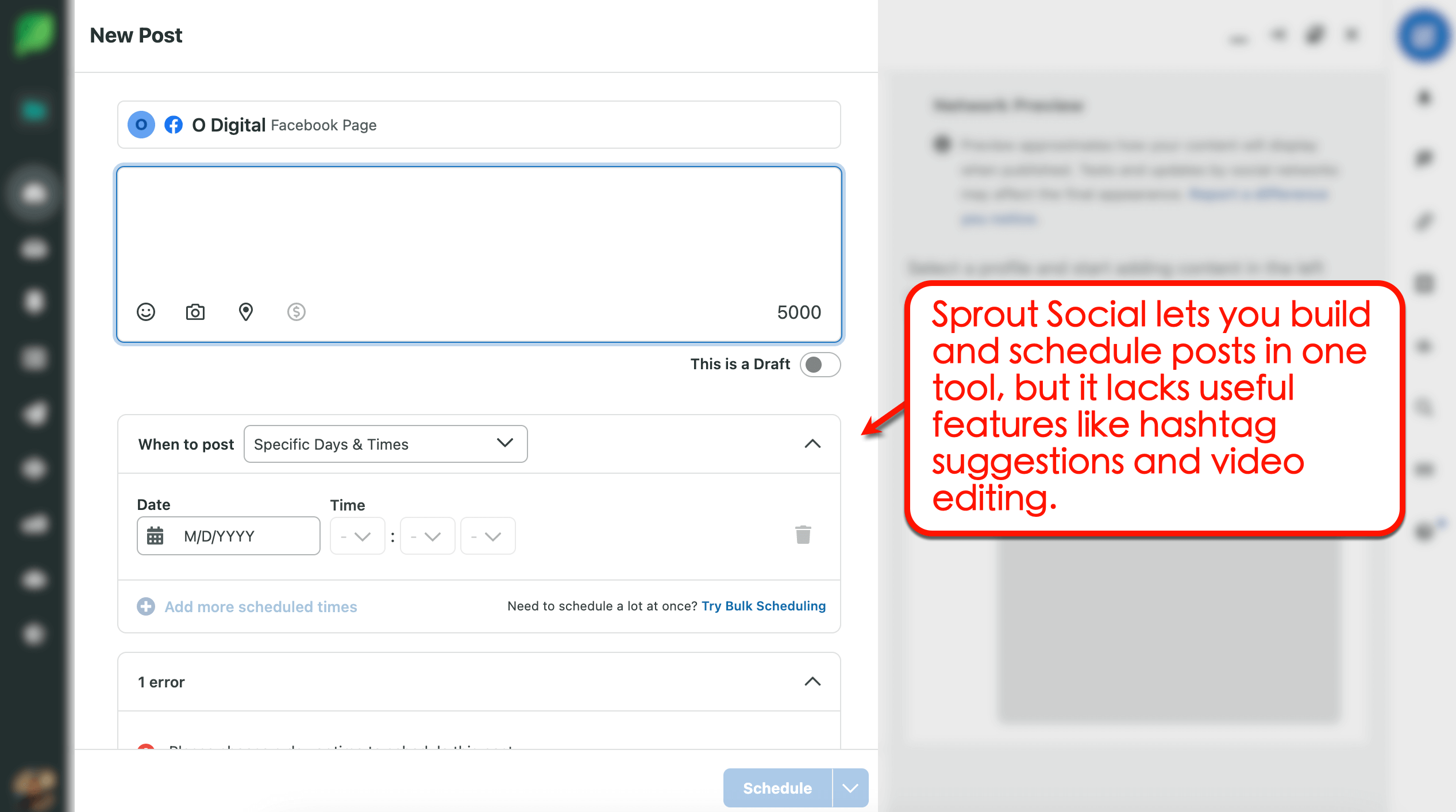 Sprout Social's post editor