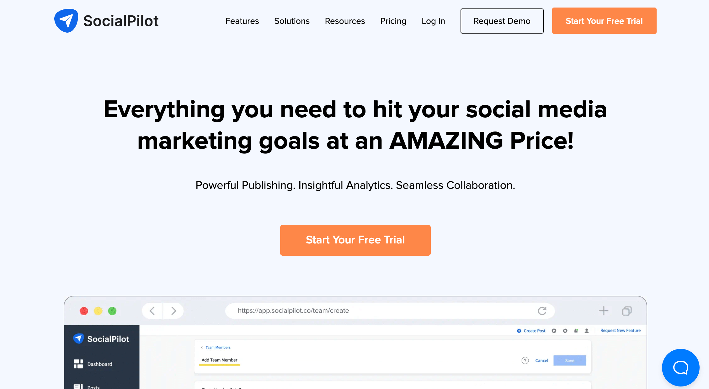 SocialPilot's homepage