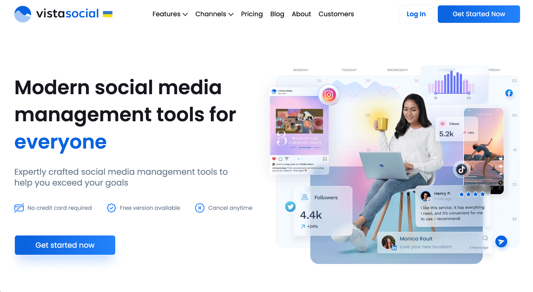 Vista Social's homepage