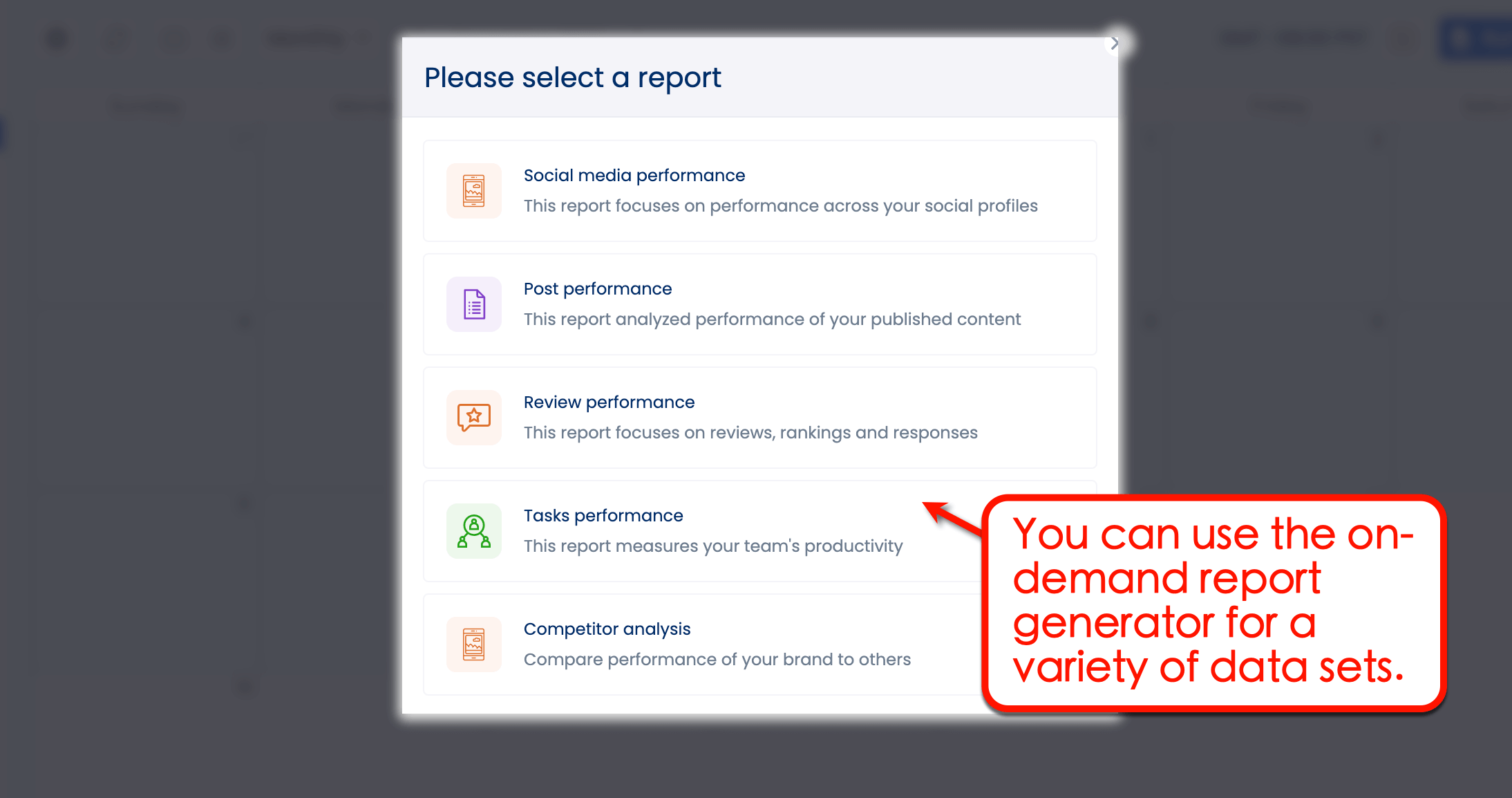 Vista Social's report tool