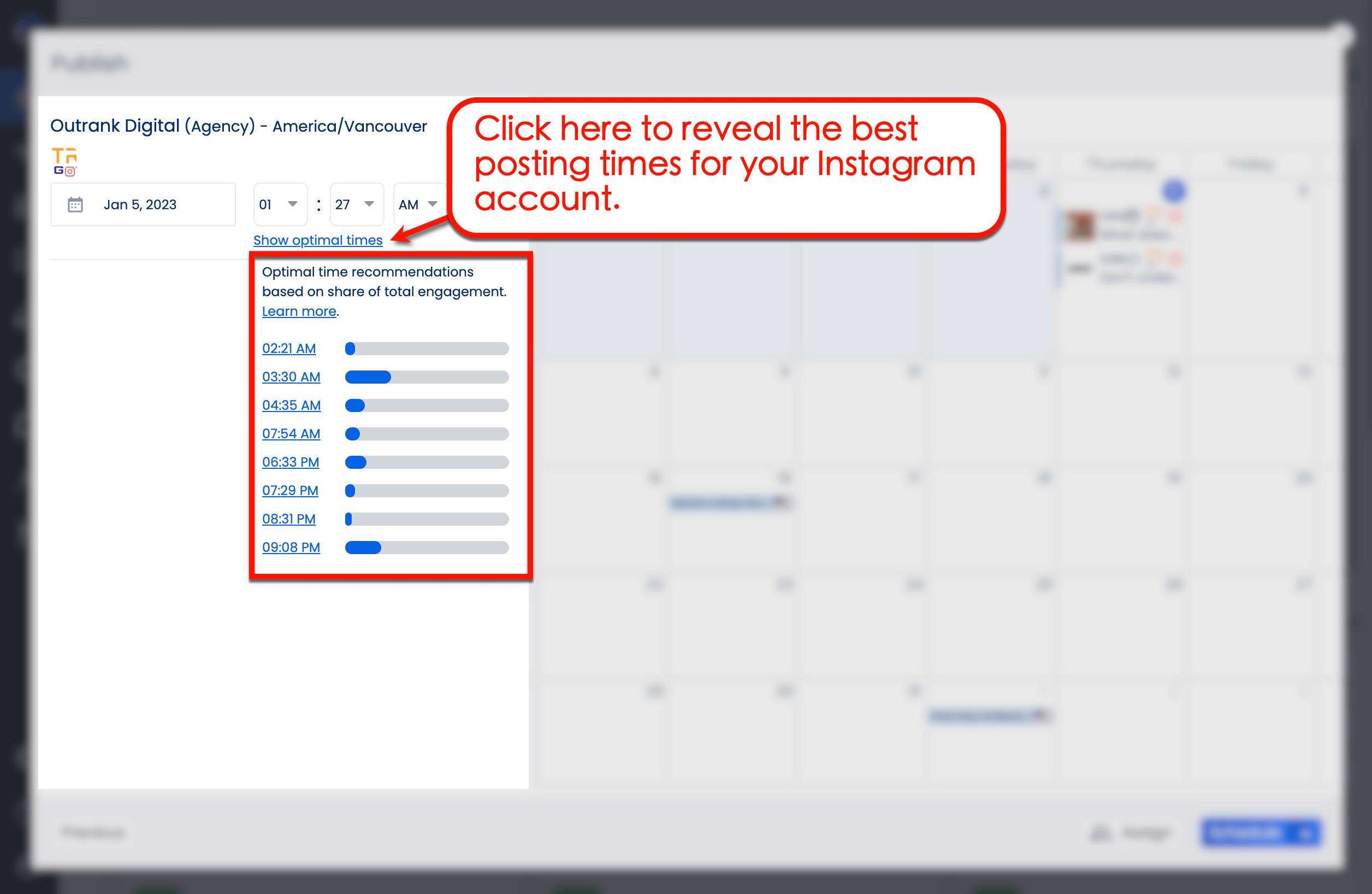 Select the posting time you want to use.