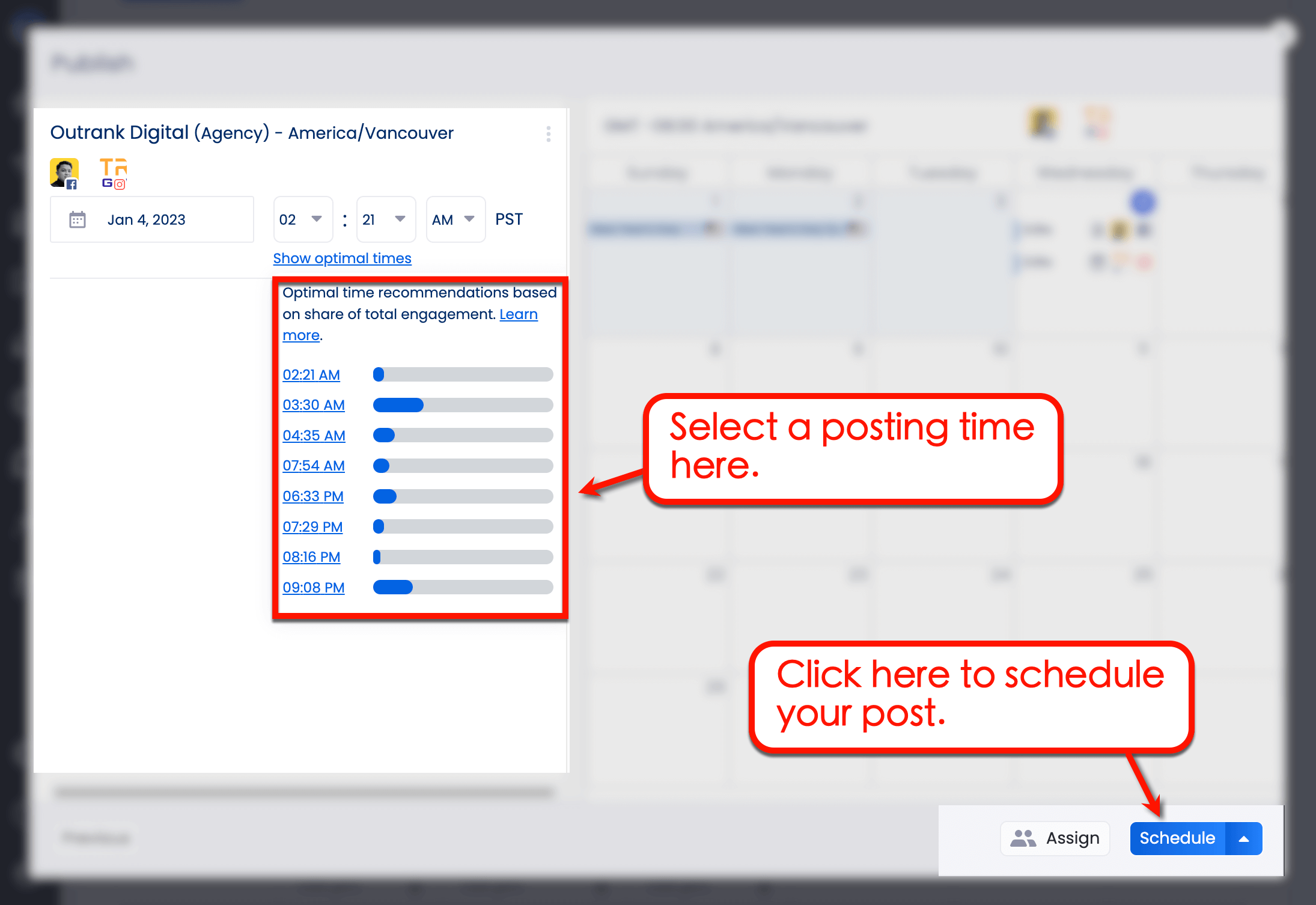 Select posting time.