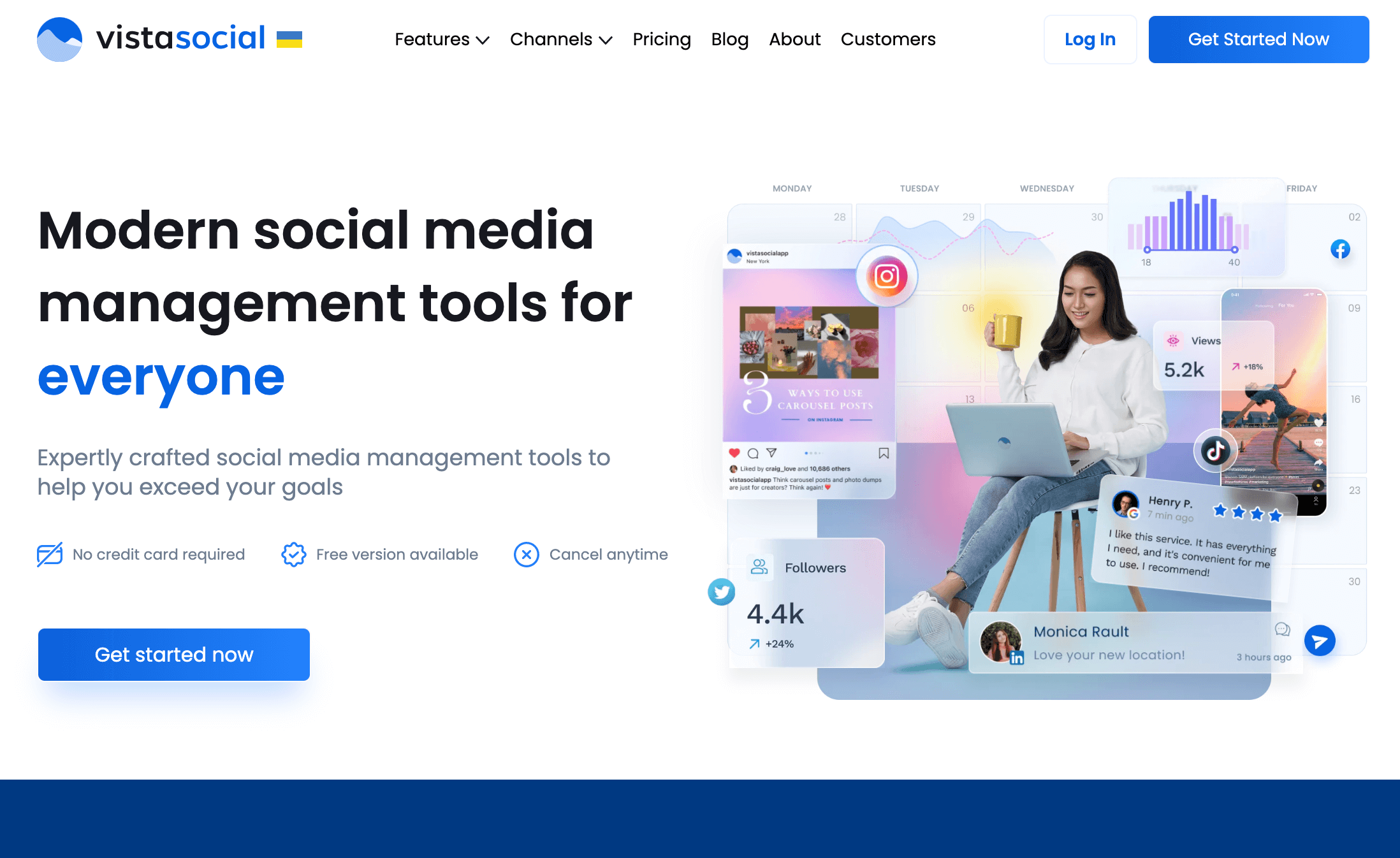 Vista Social's home page.