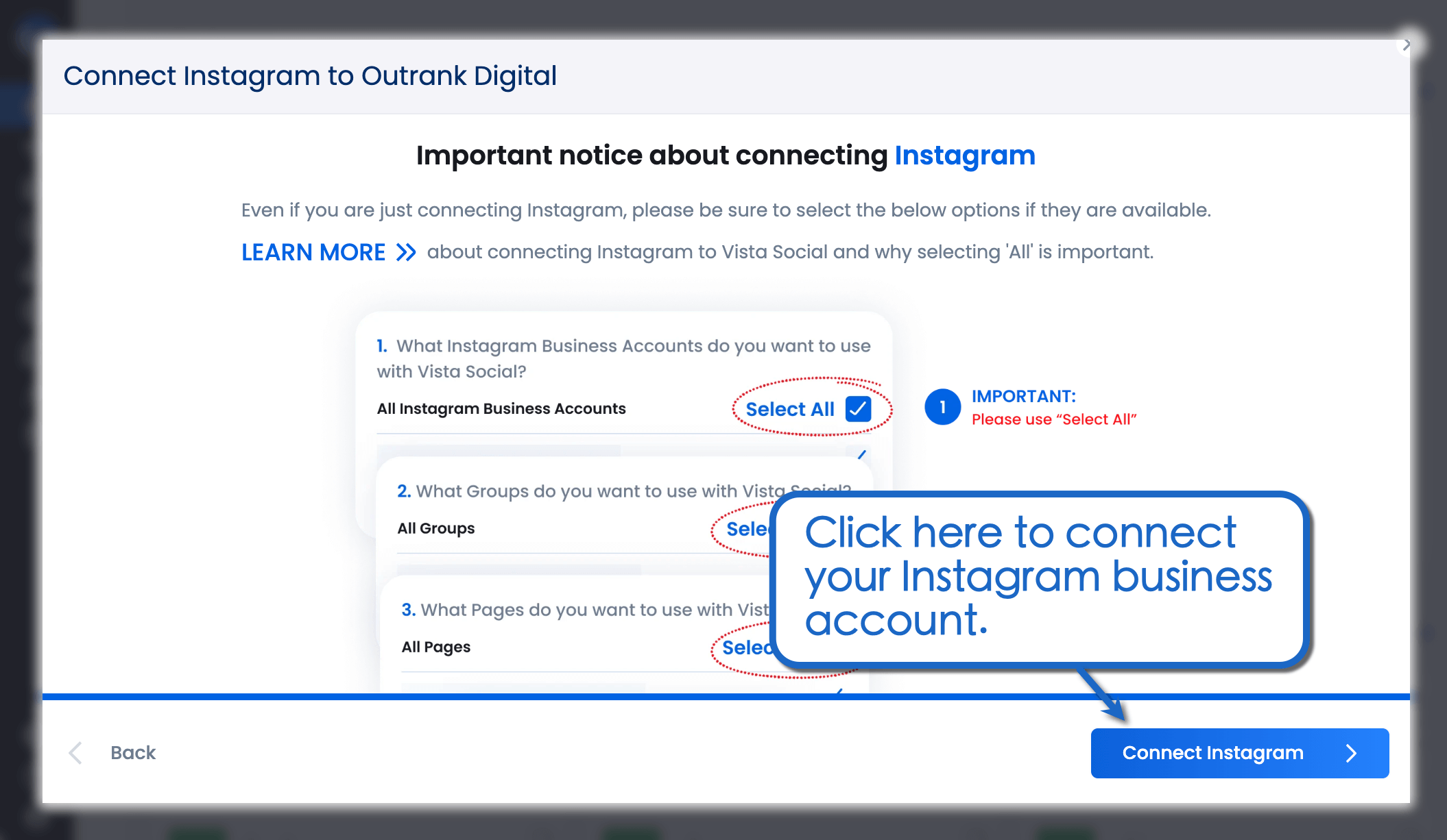 Connect your Instagram Business Profile.