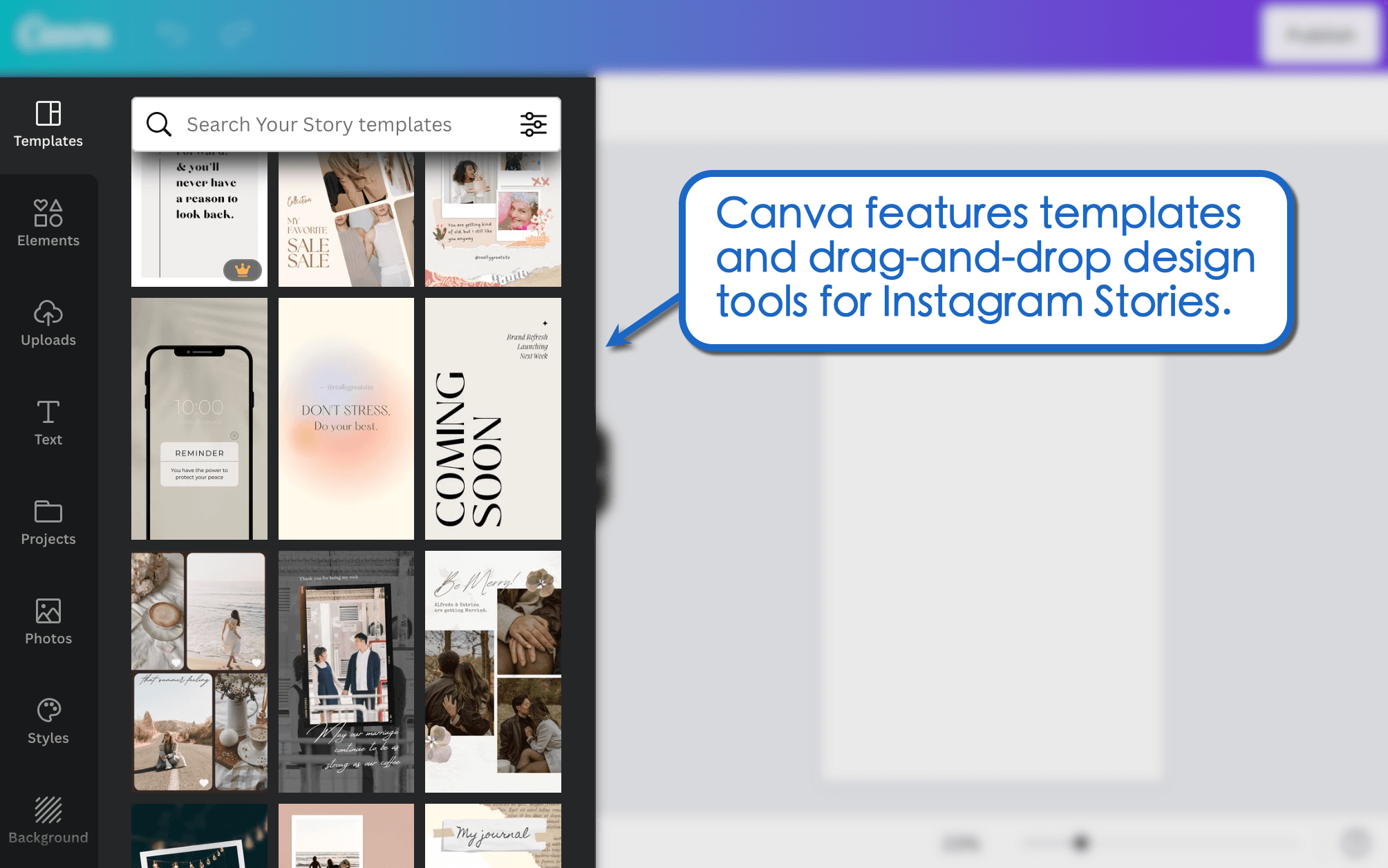 Canva features.