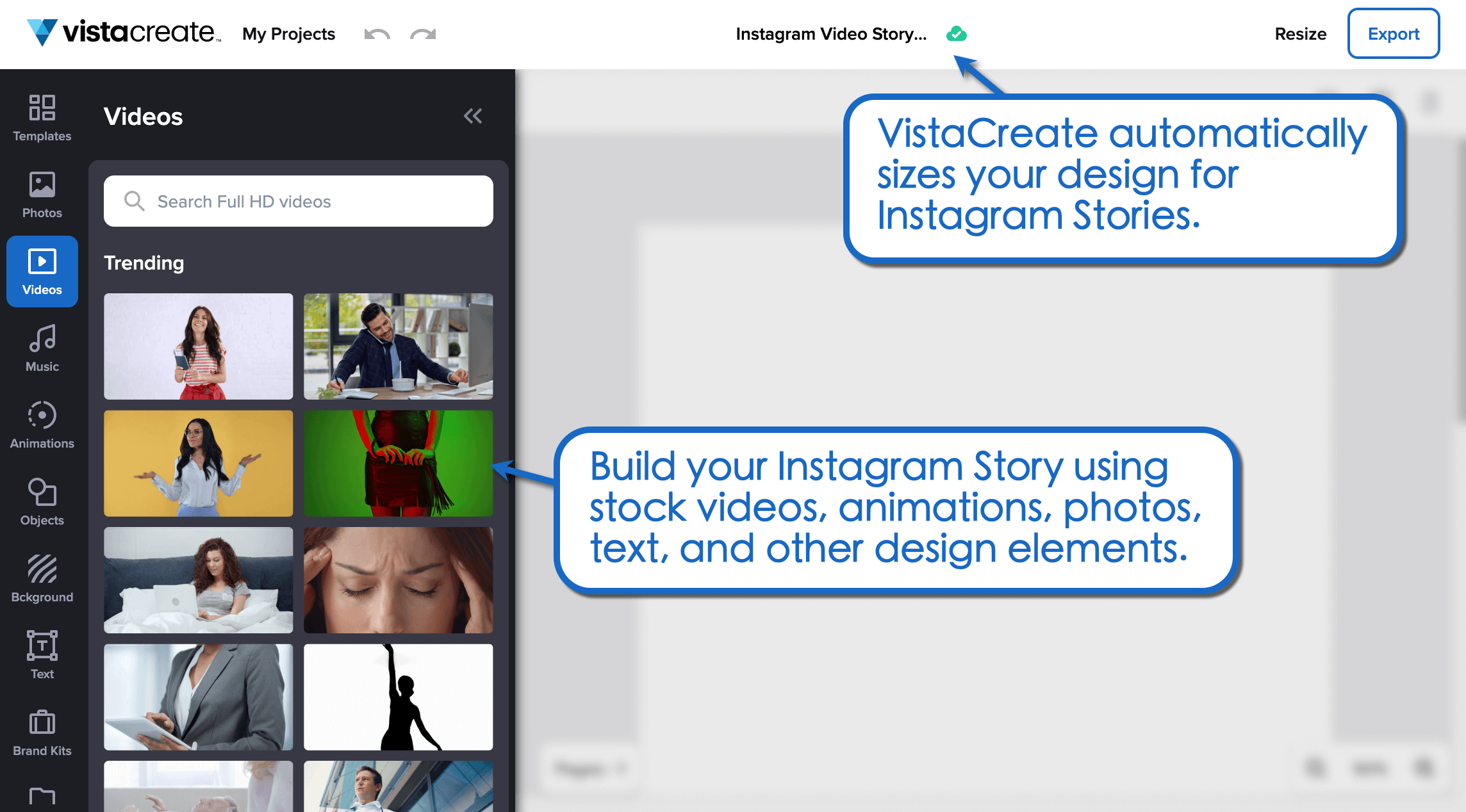 VistaCreate features.