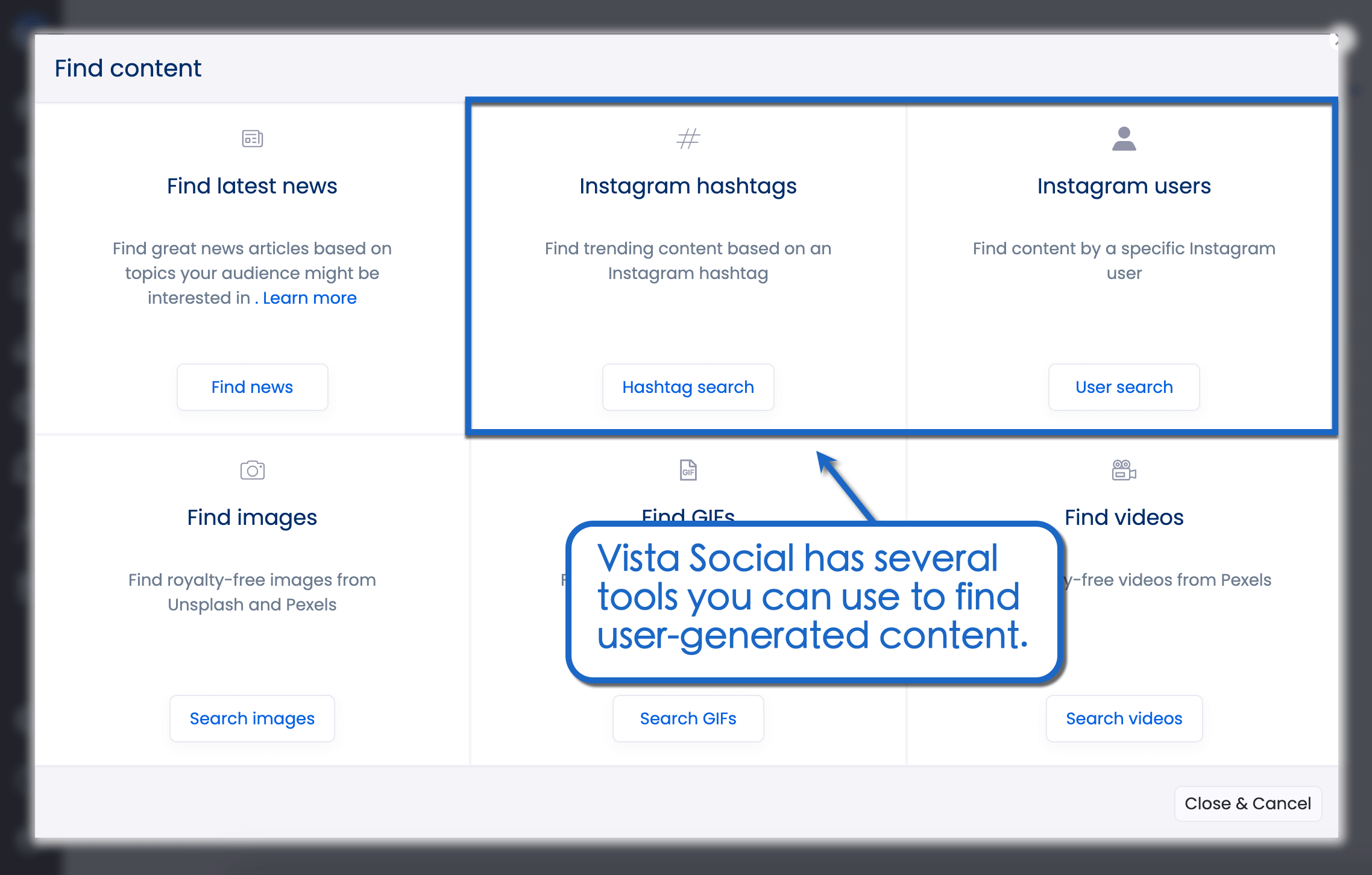 Vista Social tools.