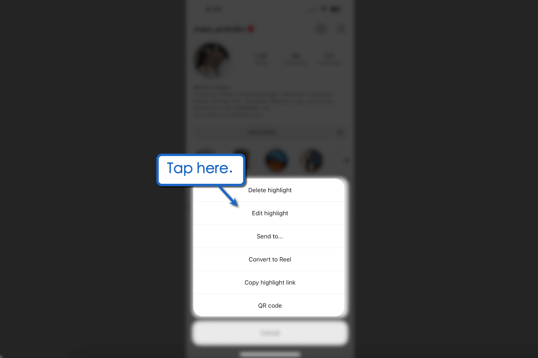 Tap and hold the highlight you want to edit.