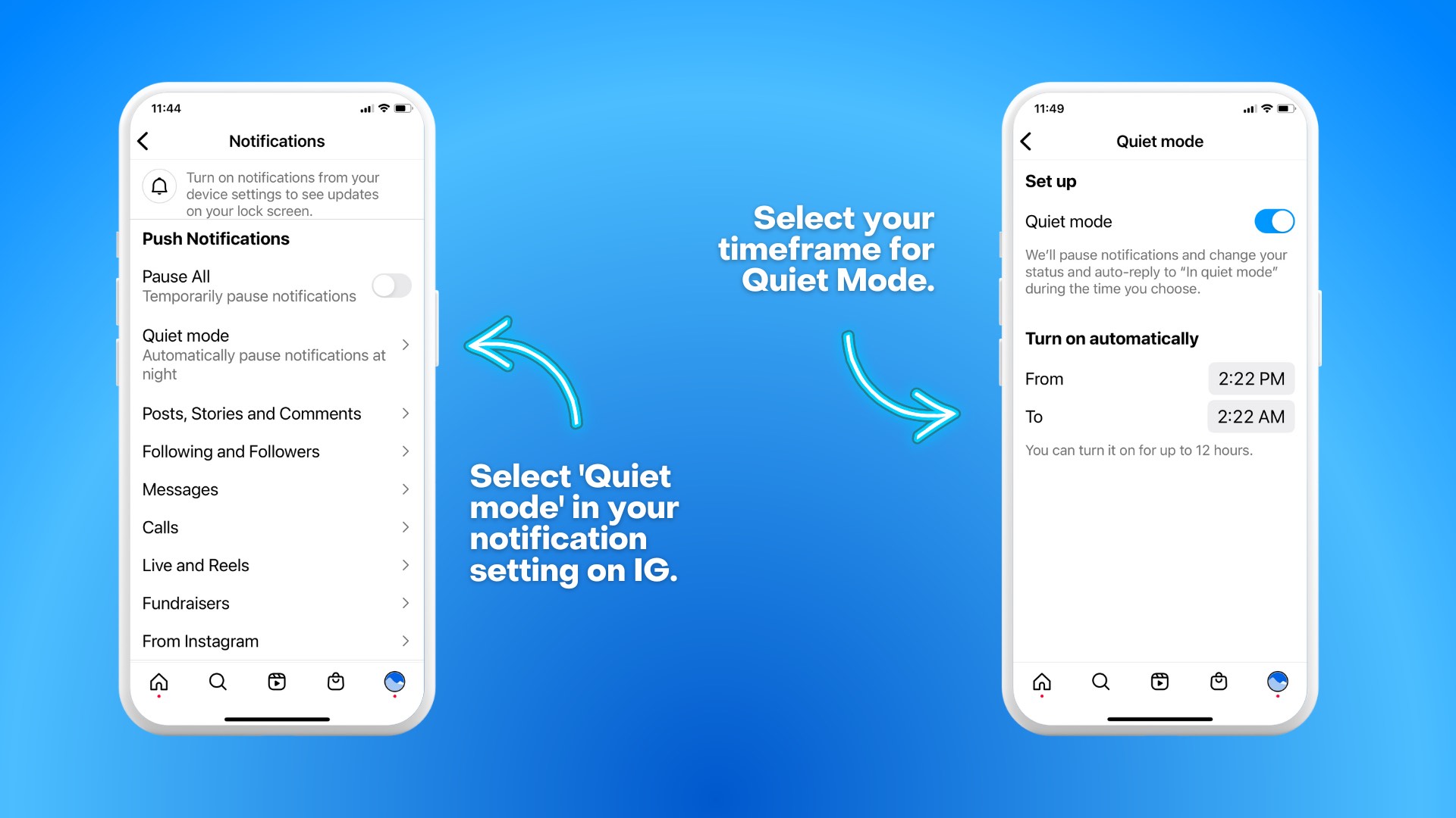 How to turn off Quiet Mode on IG
