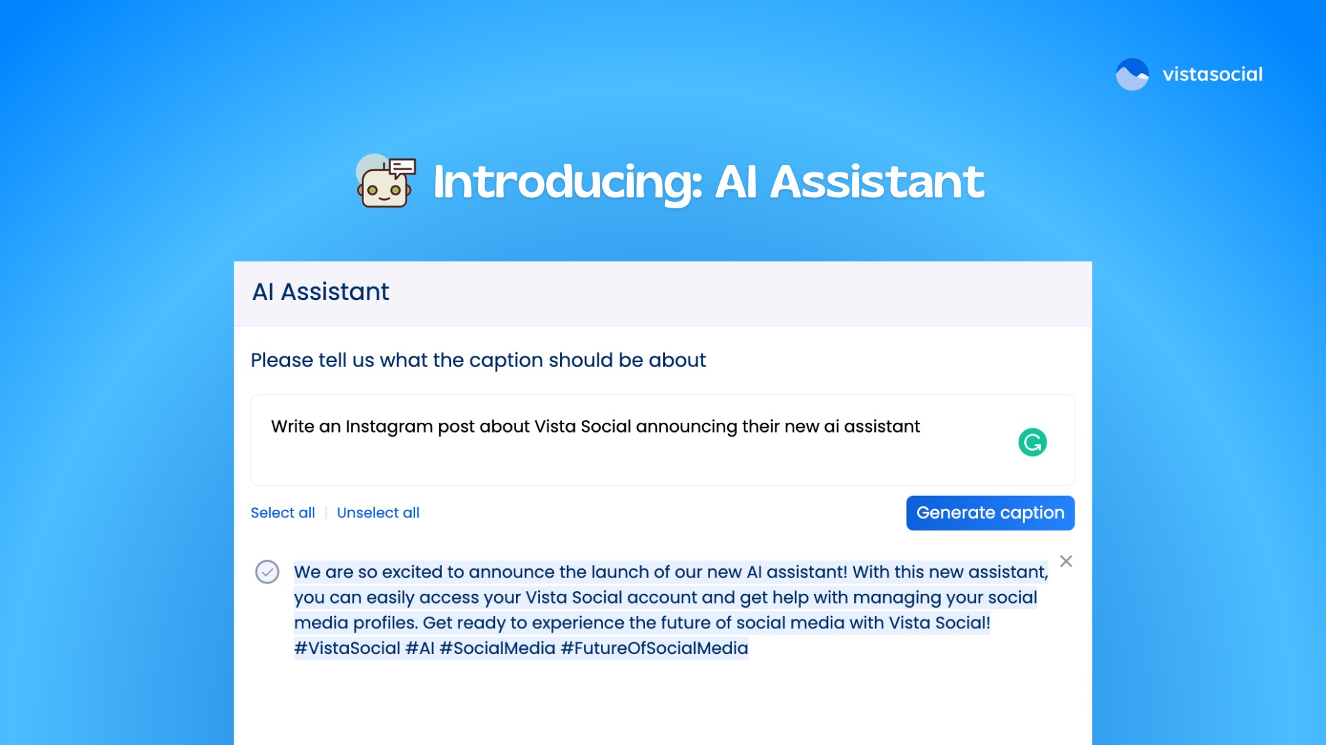 Vista Social's AI Assistant Powered by ChatGPT Plus