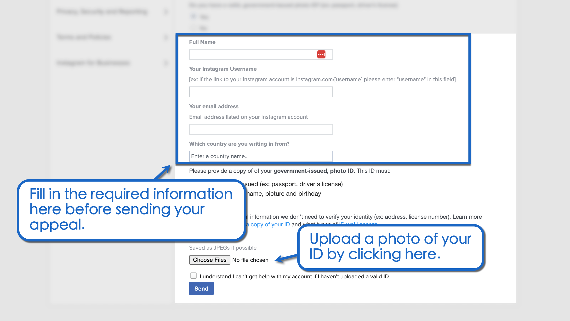 Fill out information and upload ID.