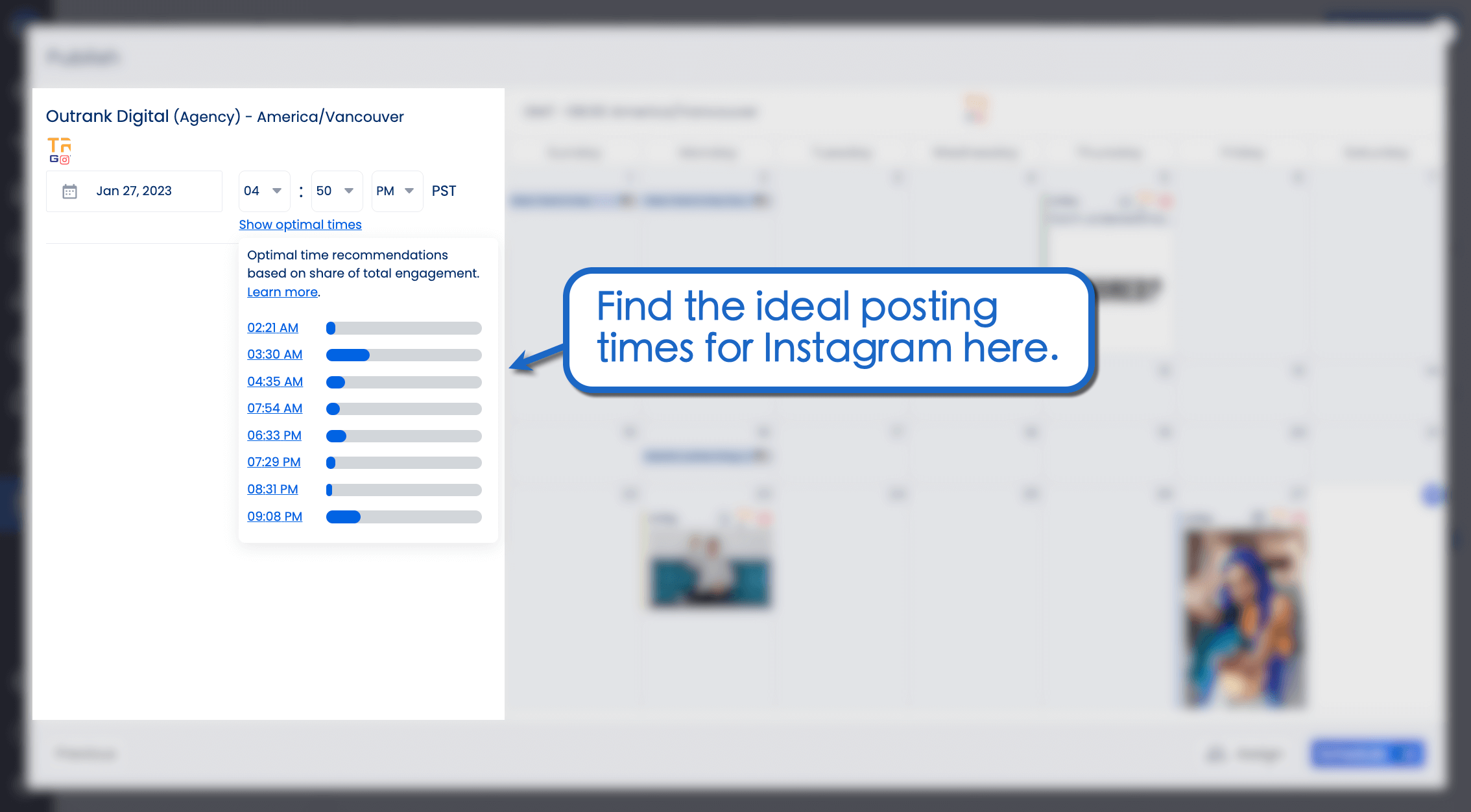Find ideal posting time.
