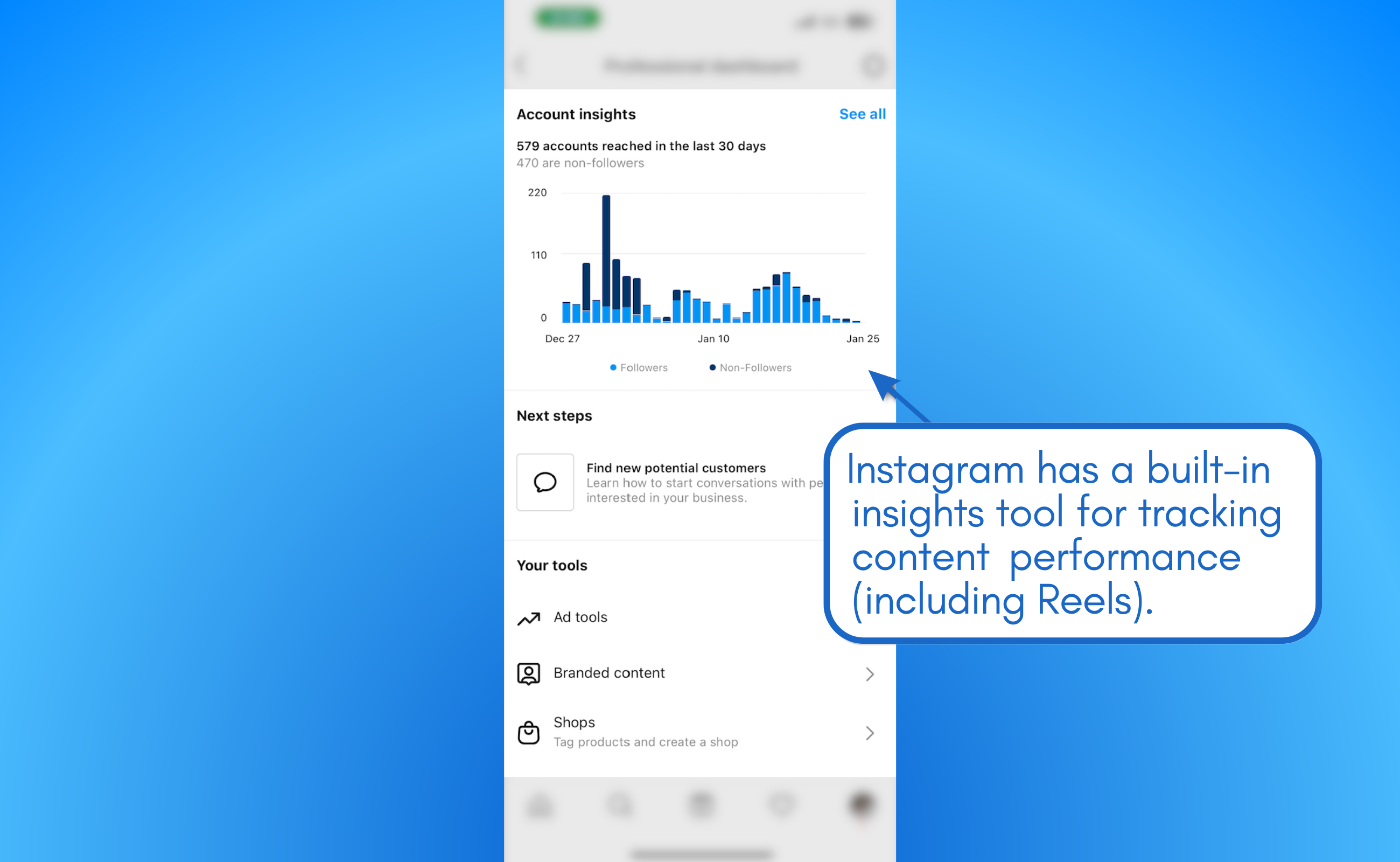 Instagram's built-in insights tool.