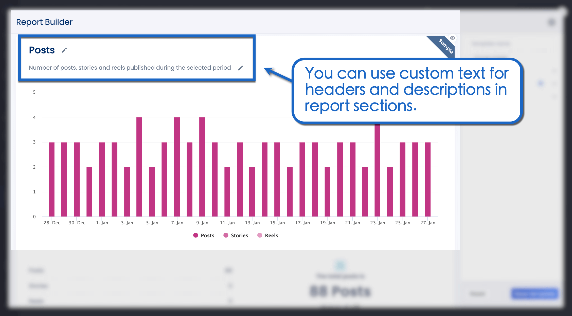 Customize report sections.