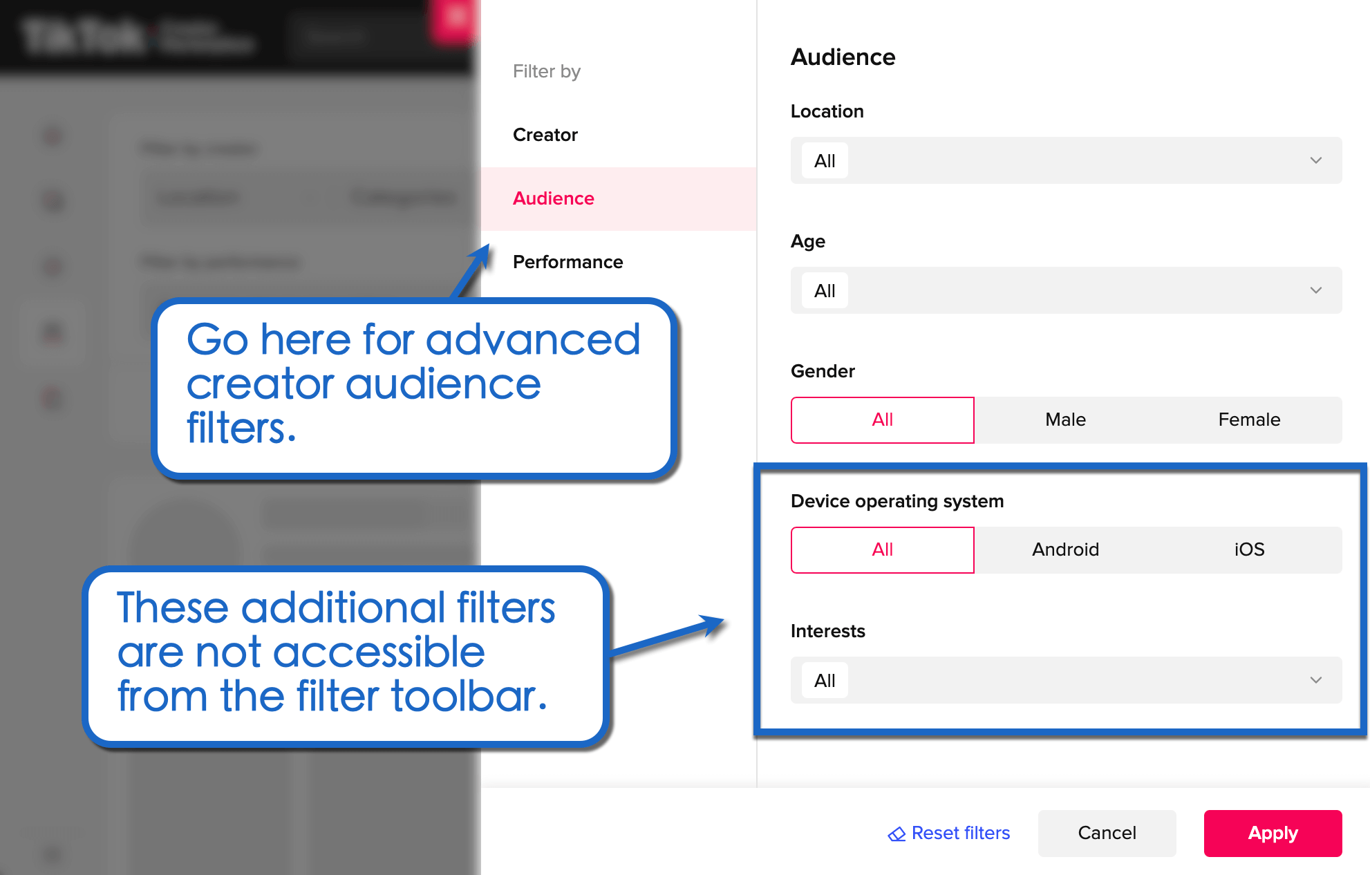 Filter audience.