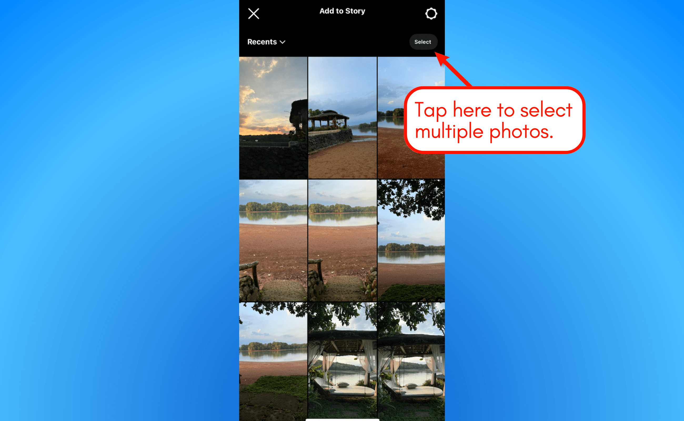 Screenshot of Instagram Story multiple photos as slides.