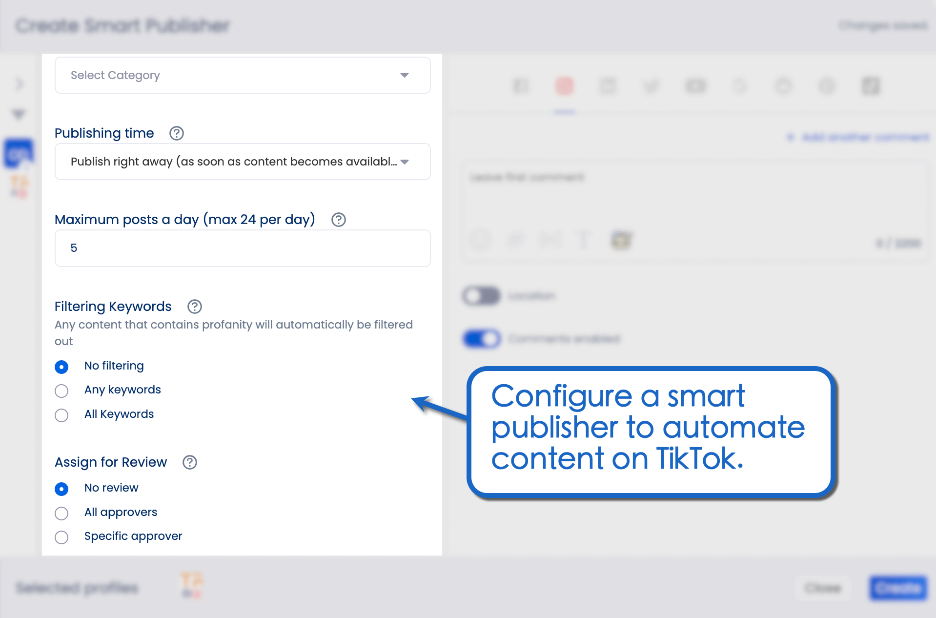 Automate content on TikTok.