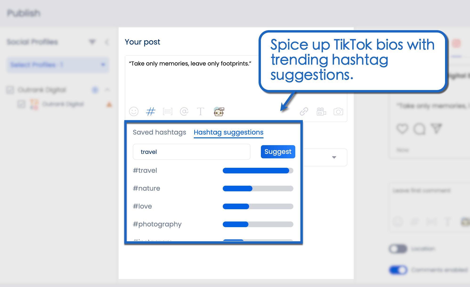 Search for trending hashtags.