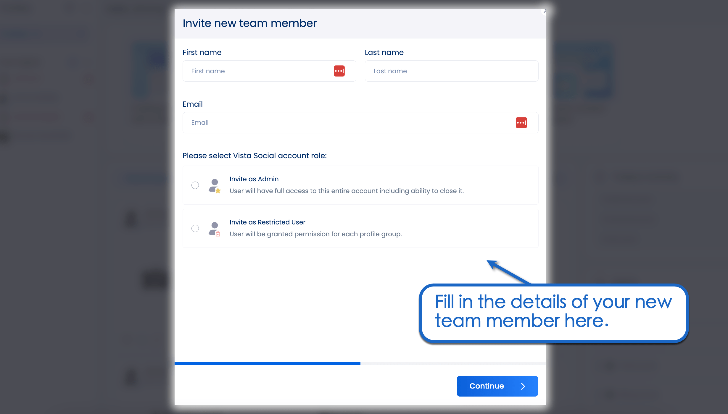 Invite new team member.