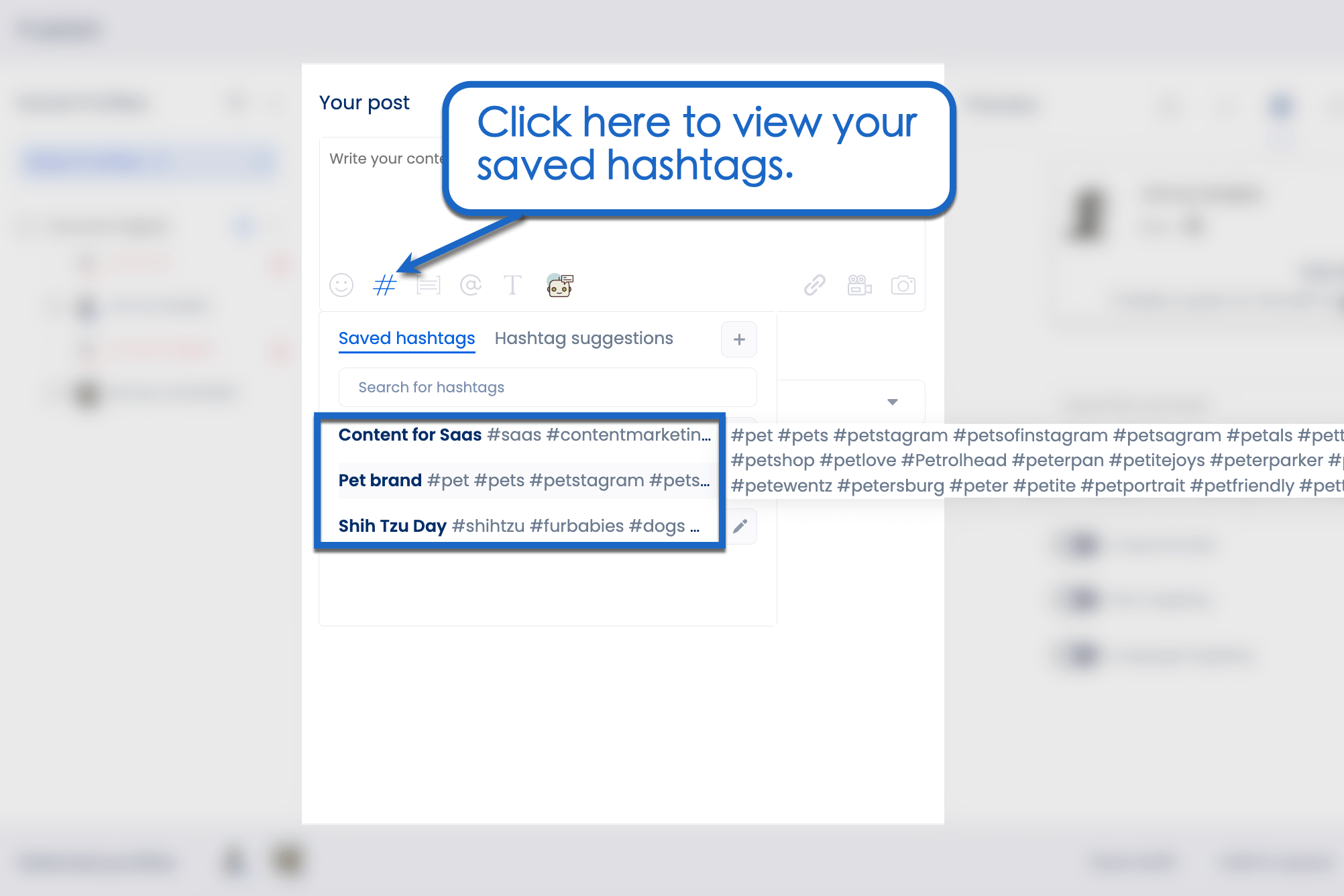View saved hashtags.
