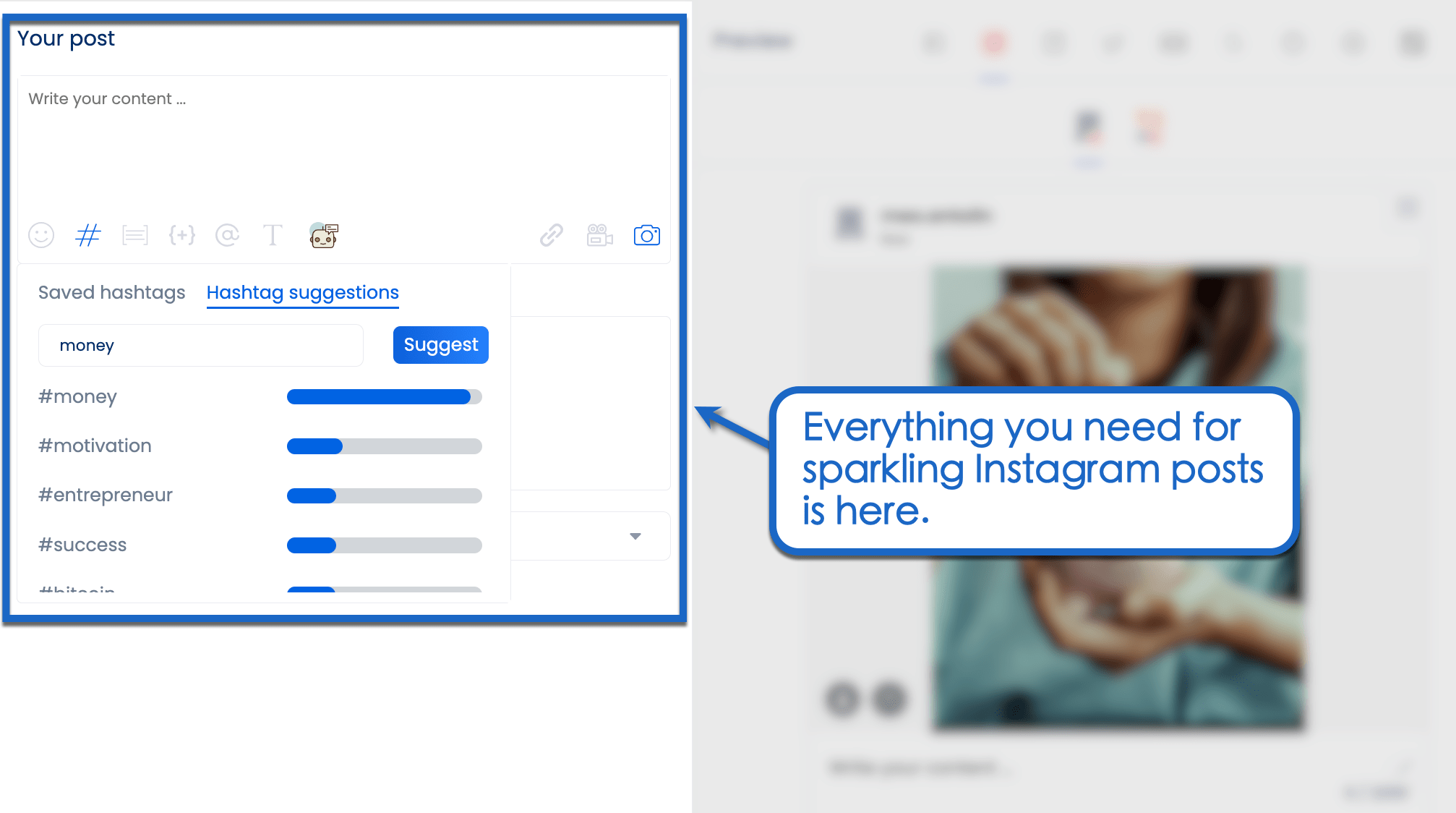 Sprinkle your Instagram content with the necessary text elements. 