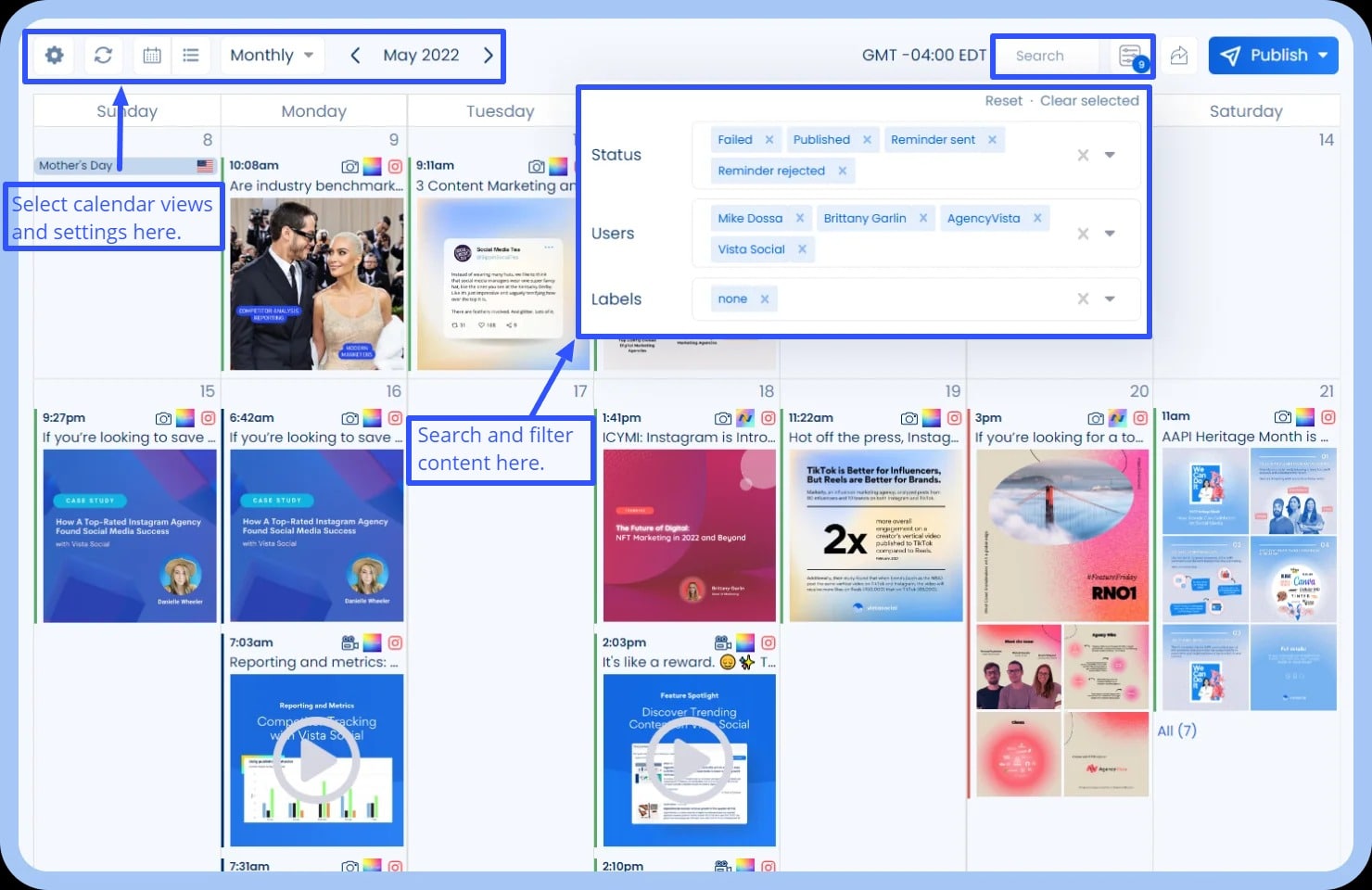 Calendar view.