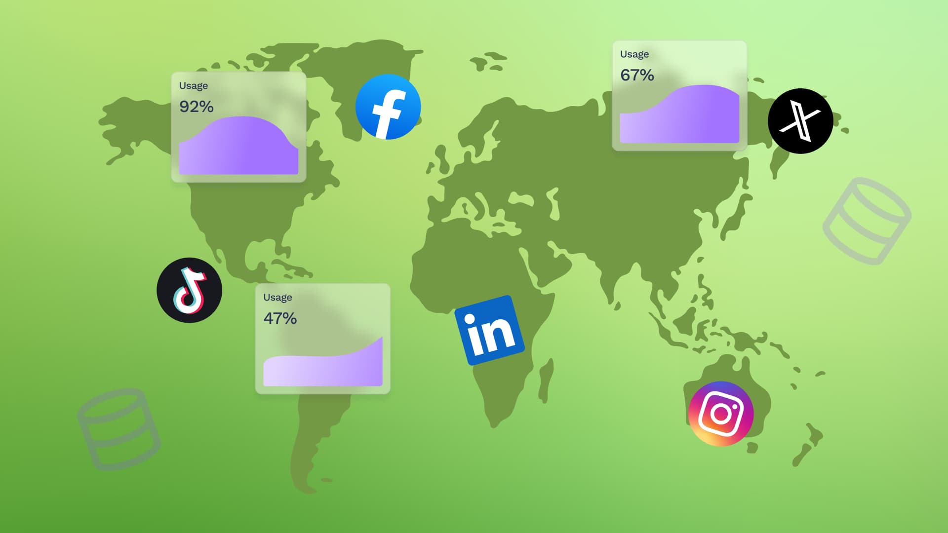 An illustration of global social media statistics.