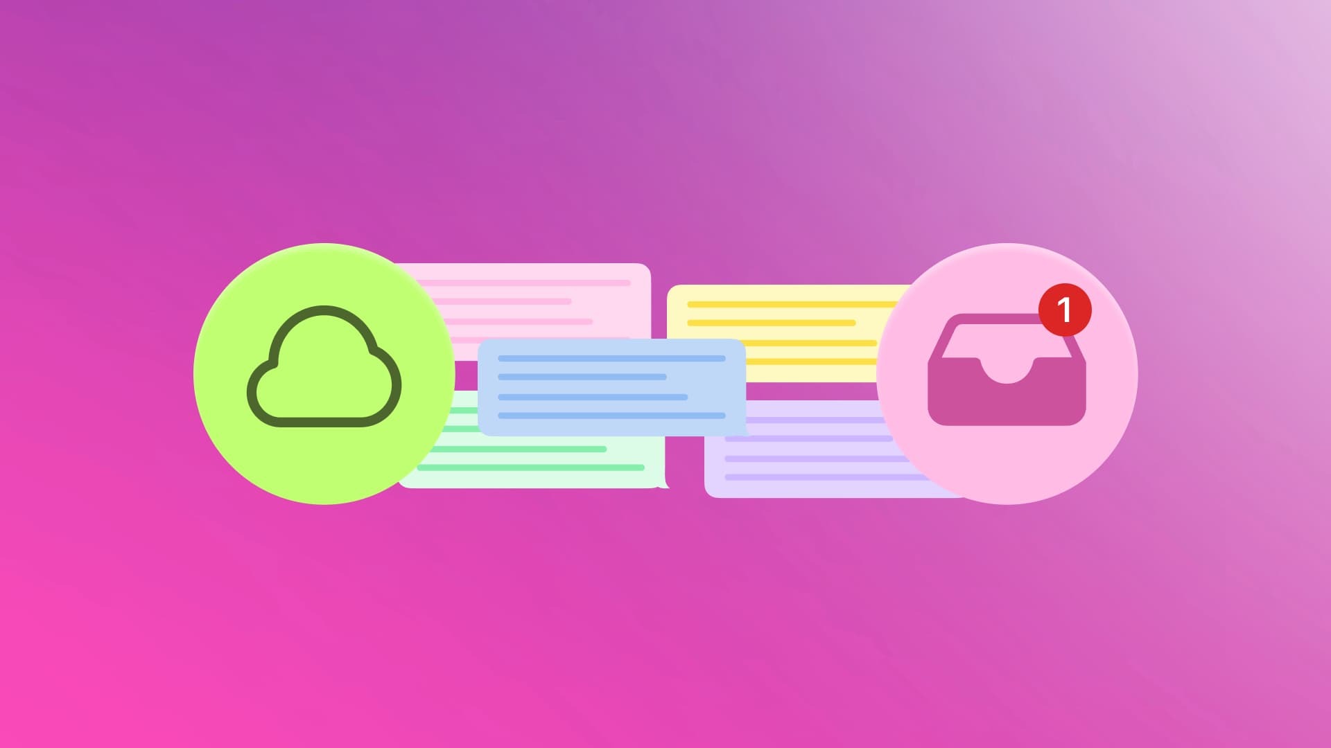 An illustration showcasing Instagram messages leaving the cloud and moving into the Instagram inbox.