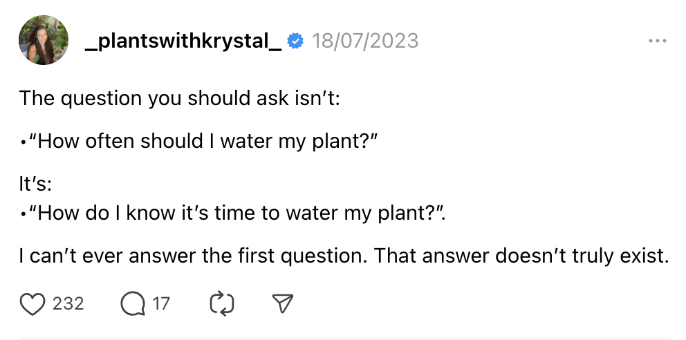 7 Creators on Threads Worth Watching. Krystal's post on Threads asks a question and humorously answers it.