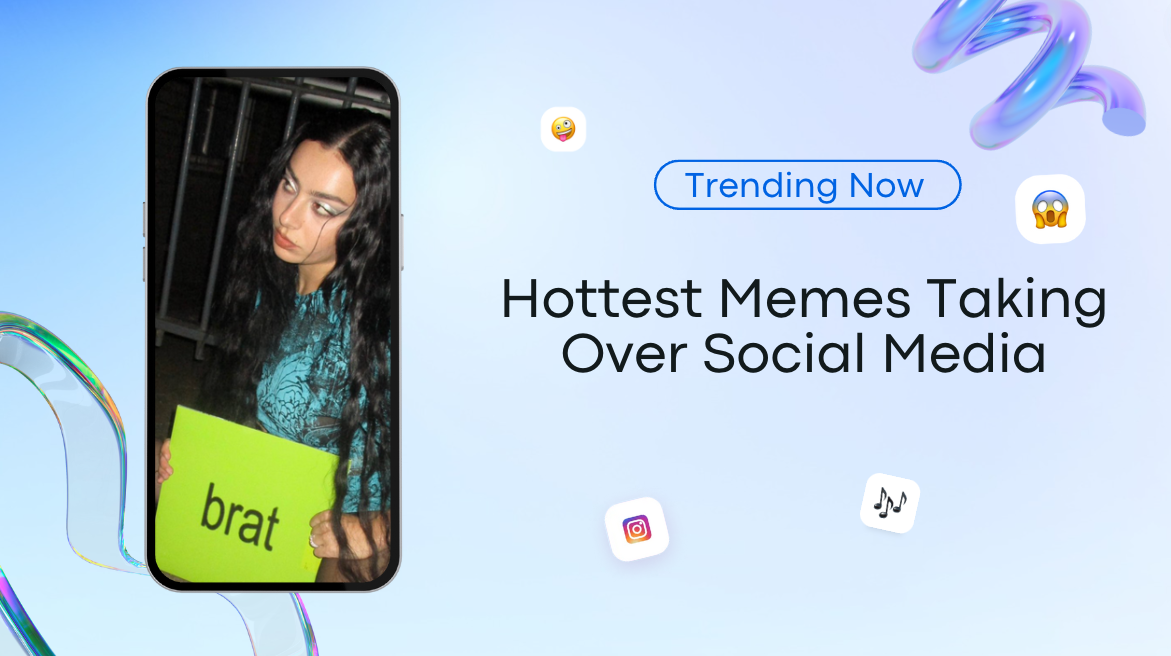Hottest Memes Social Media Memes Charli XCX holding brat sign on neon green