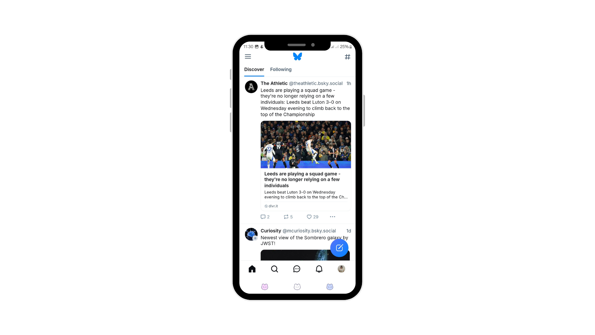 How to use Bluesky's 'Discover' feed to explore trending posts and suggested accounts.