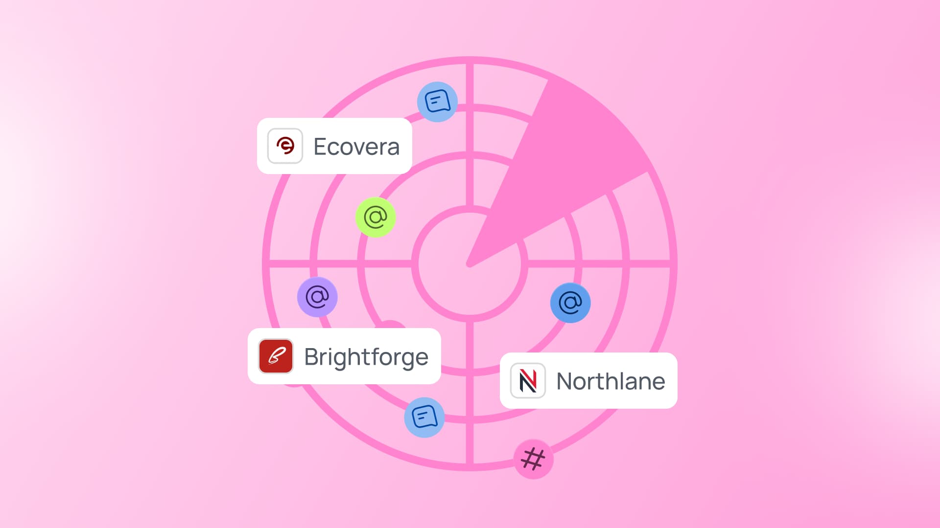 An illustration showcasing a radar monitoring various brand conversations.