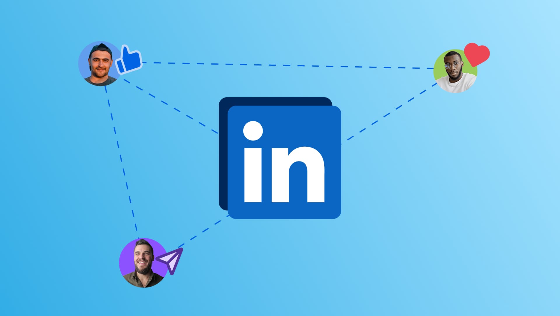 An illustration of people connected to each other via LinkedIn.