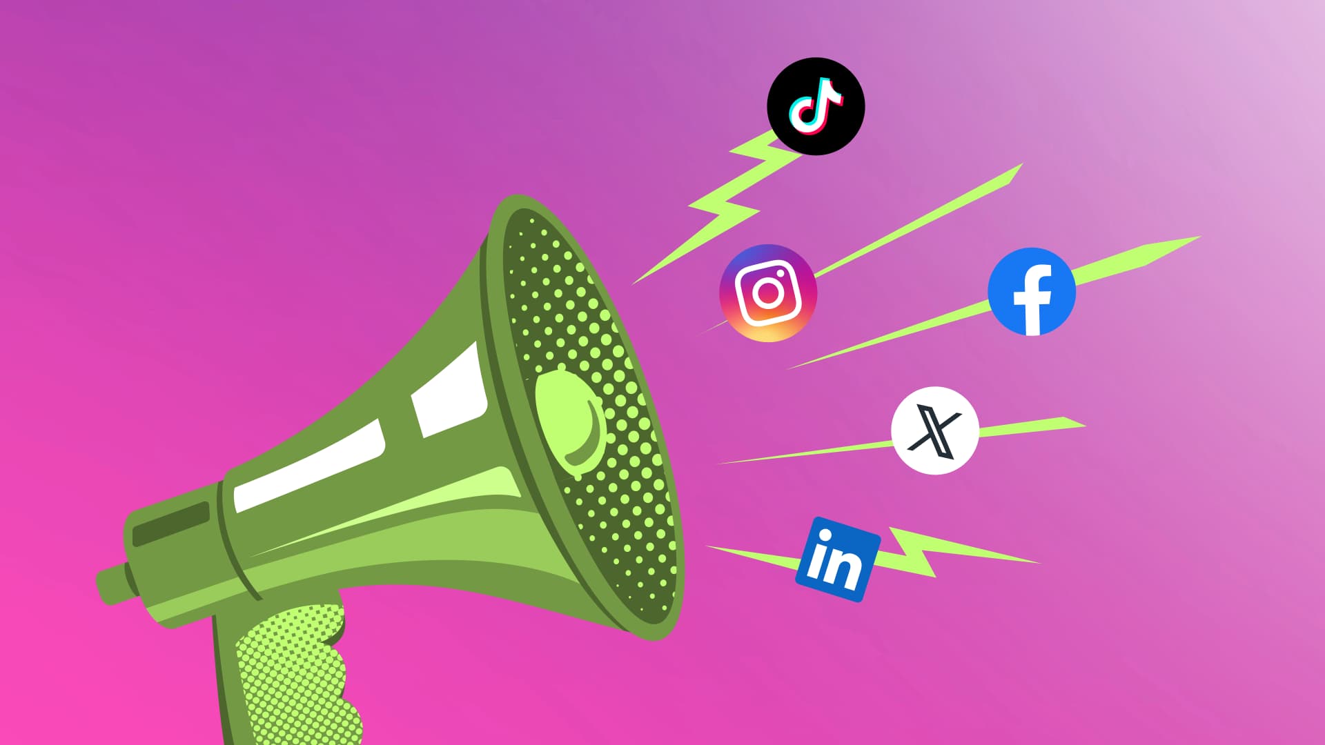 An illustration of a megaphone amplifying social media content.