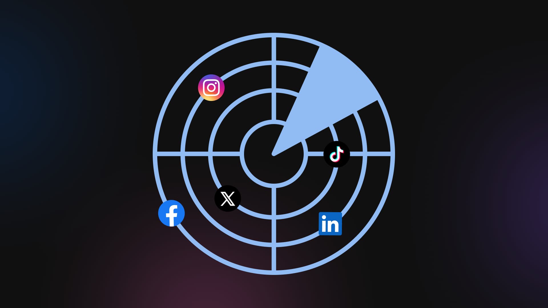 An illustration of a brand radar looking across social media platforms.