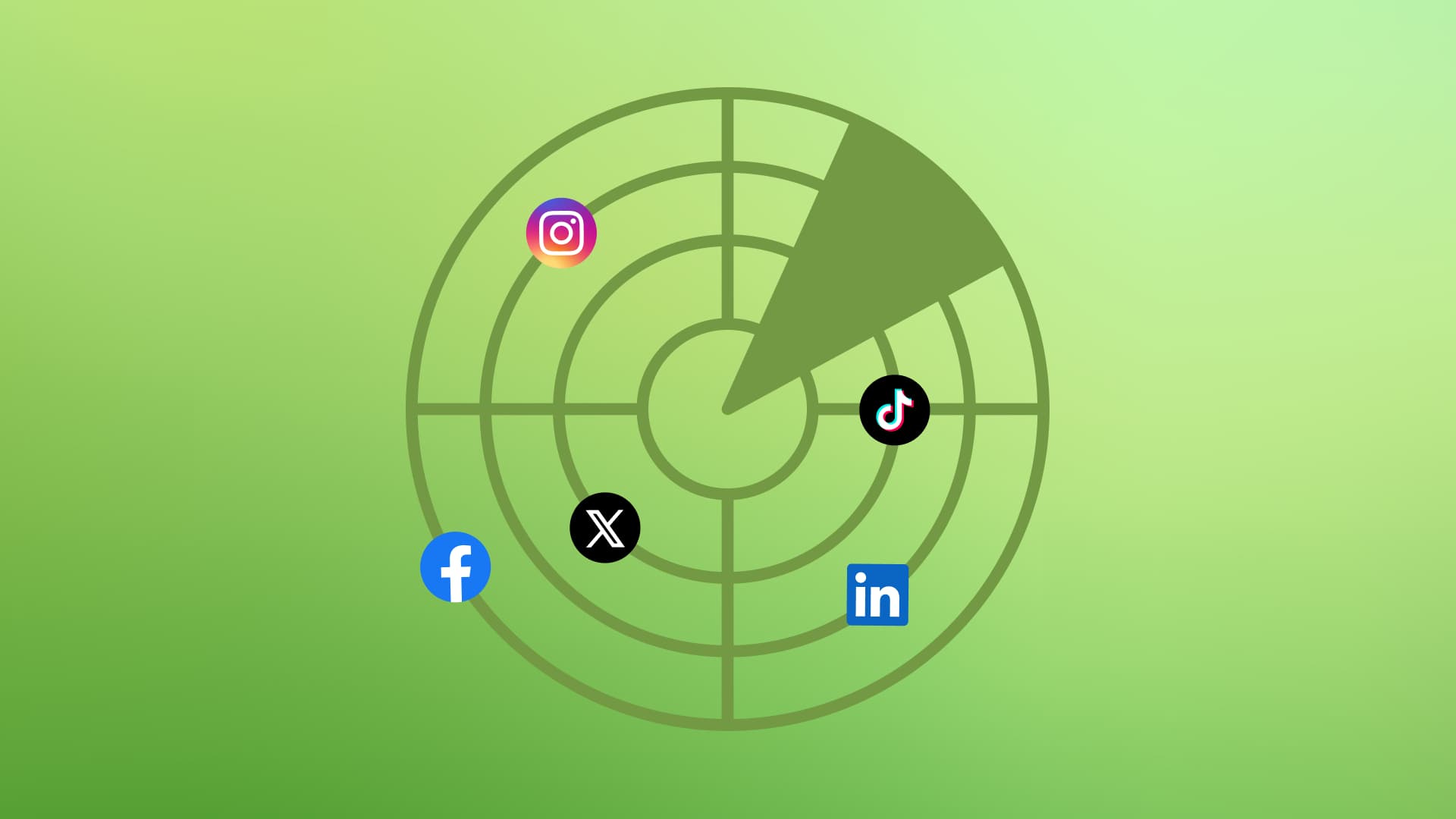An illustration of a brand radar looking across social media platforms.