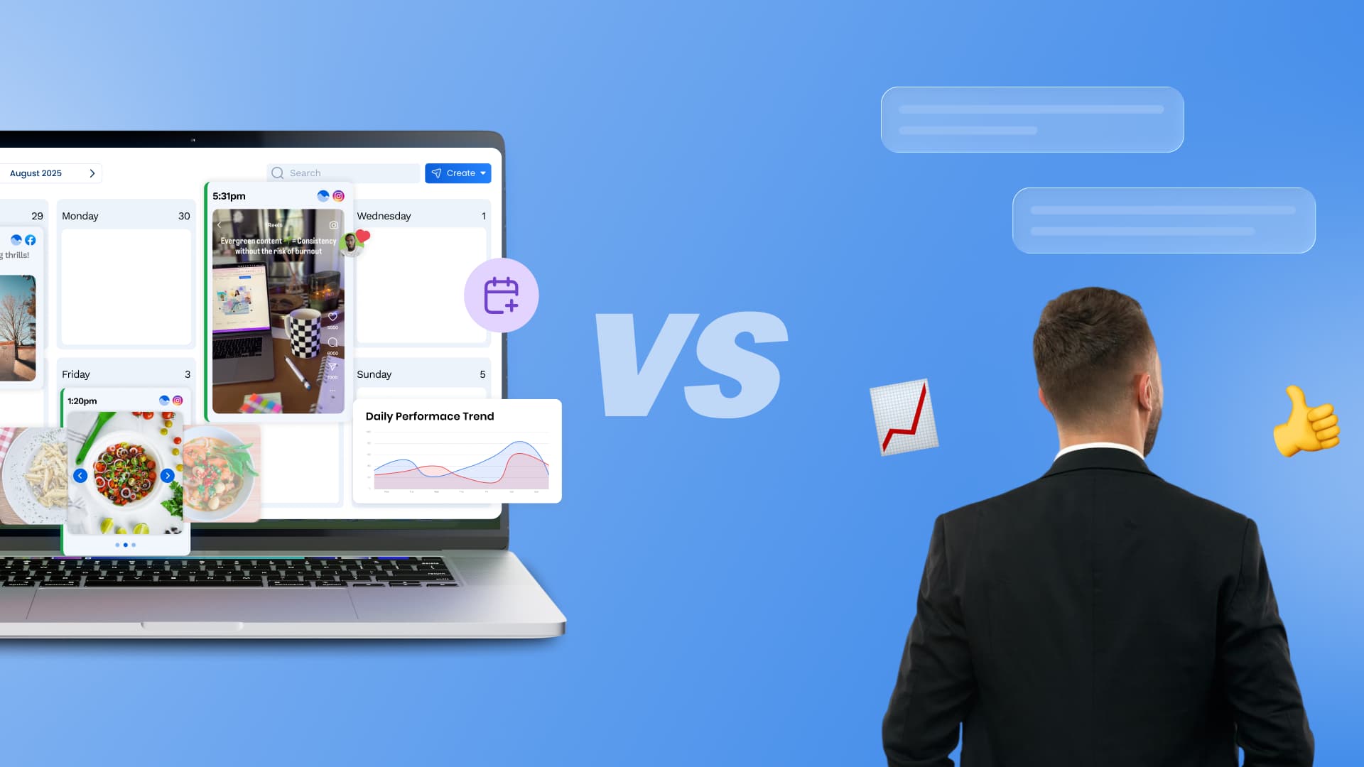 An illustration comparing a social media manager's job to a community manager's job.