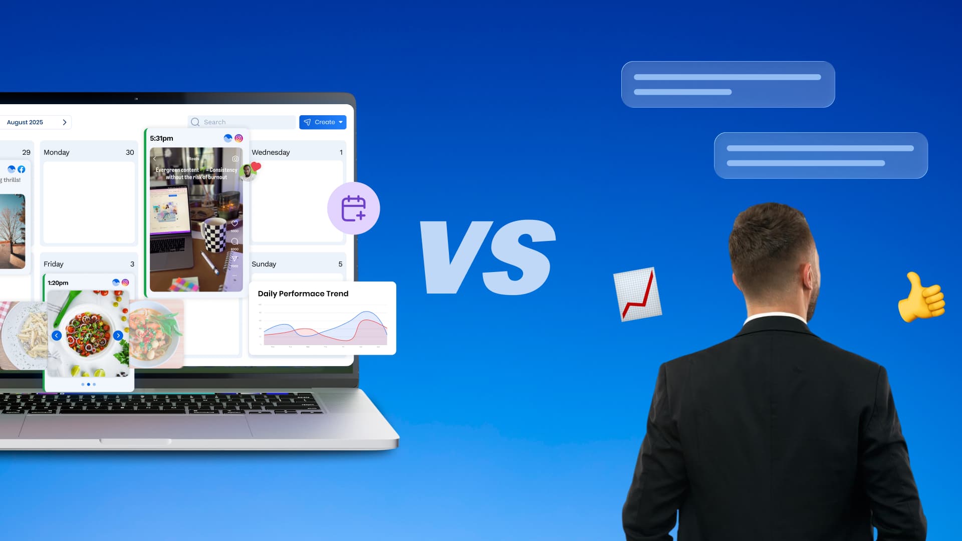 An illustration comparing a social media manager's job to a community manager's job.