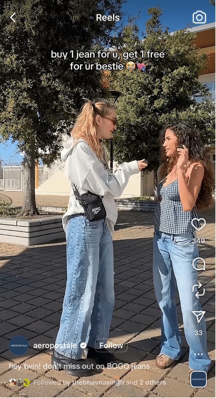 An example of an Instagram Reel using a compelling caption to make a sale.