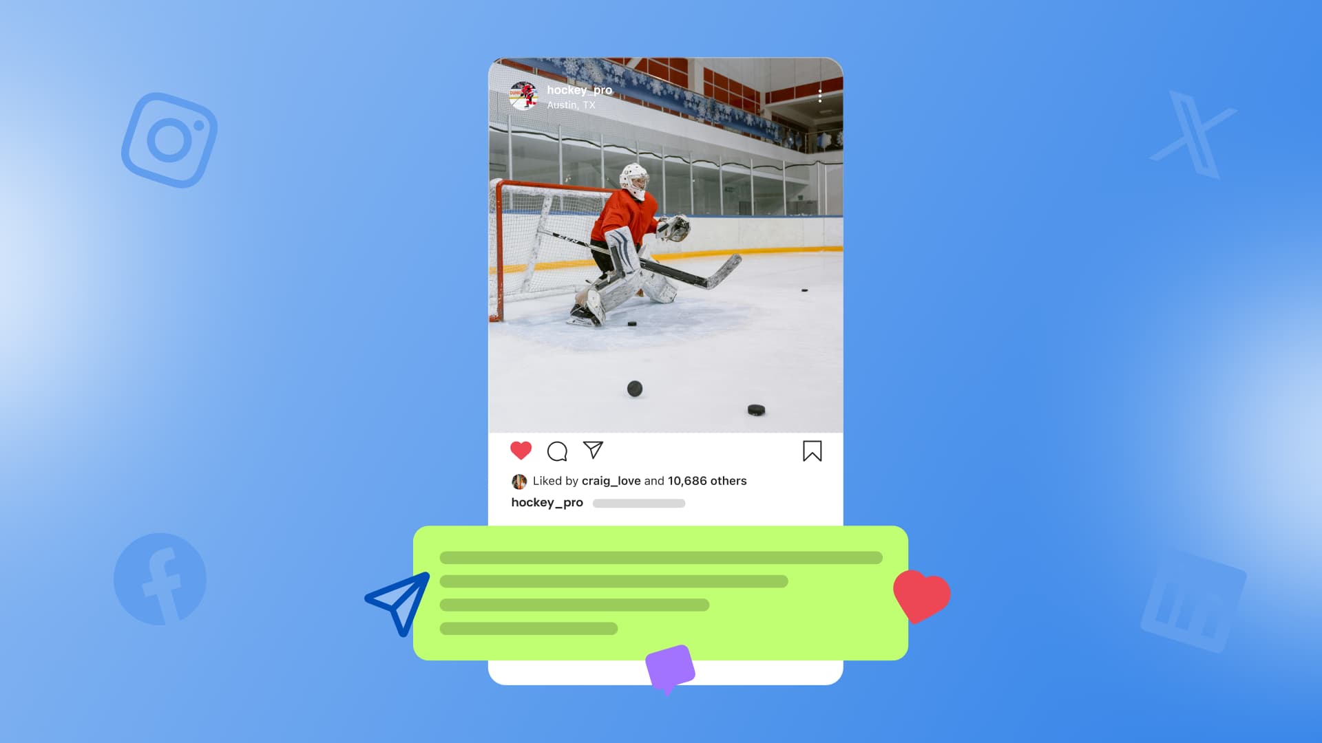 An illustration of a social media post with its caption standing out.