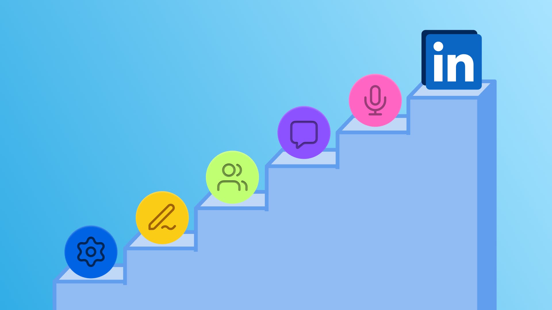 An illustration showcasing the steps to using LinkedIn for business.