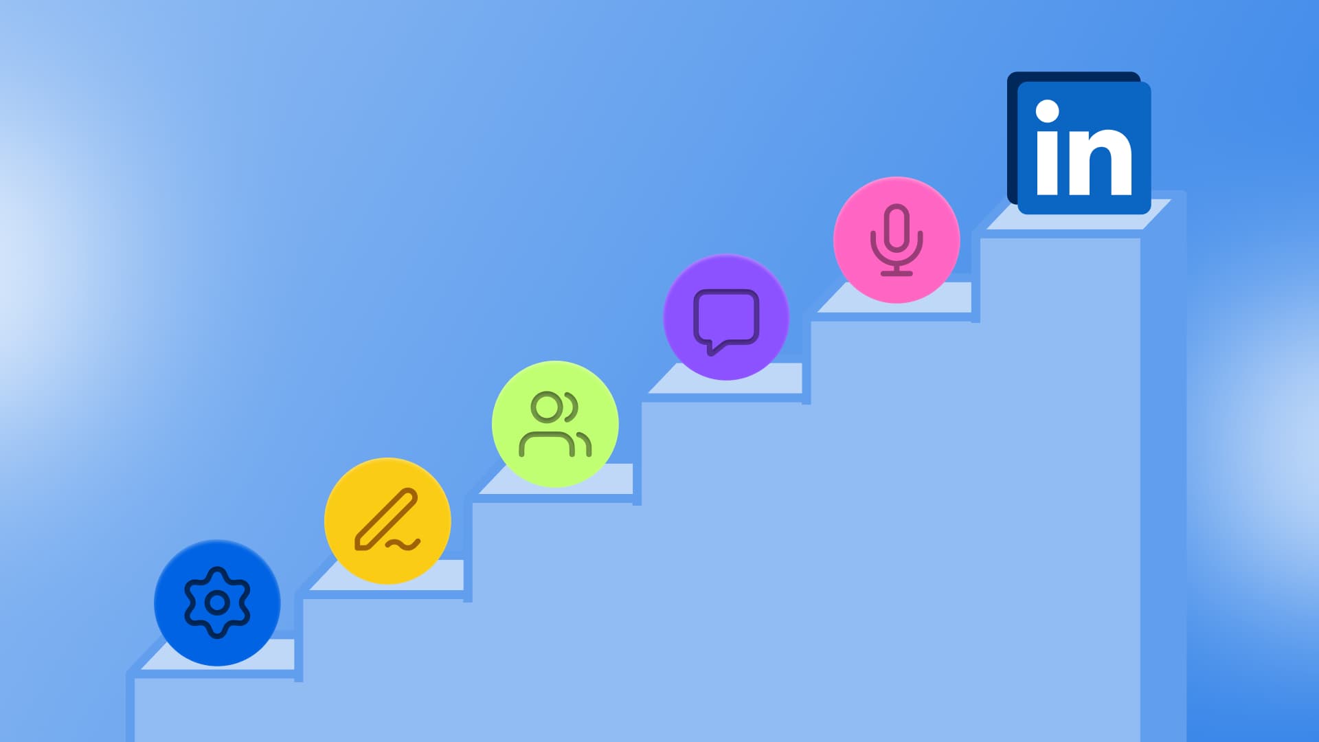 An illustration showcasing the steps to using LinkedIn for business.