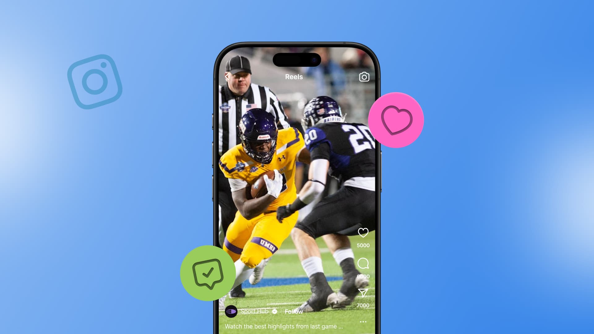 An illustration showcasing an engaging Instagram Reel in a smartphone mockup.