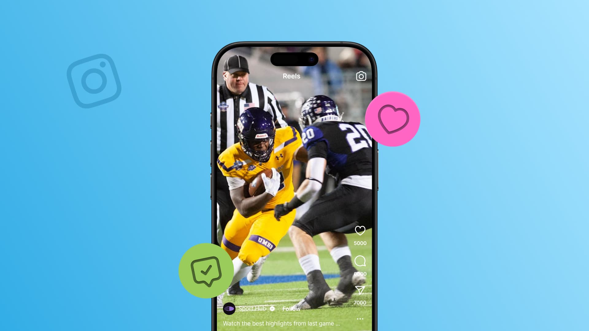 An illustration showcasing an engaging Instagram Reel in a smartphone mockup.