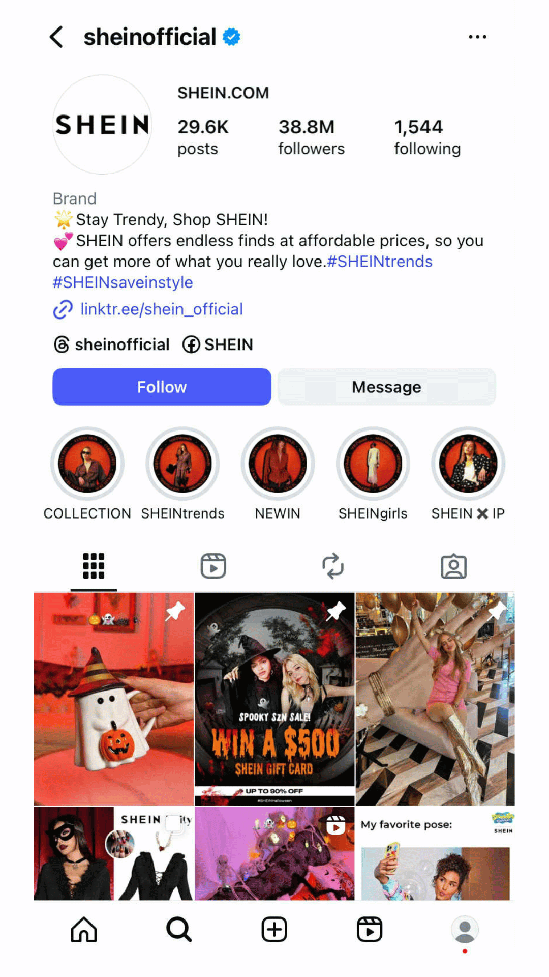 Shein Instagram highlights