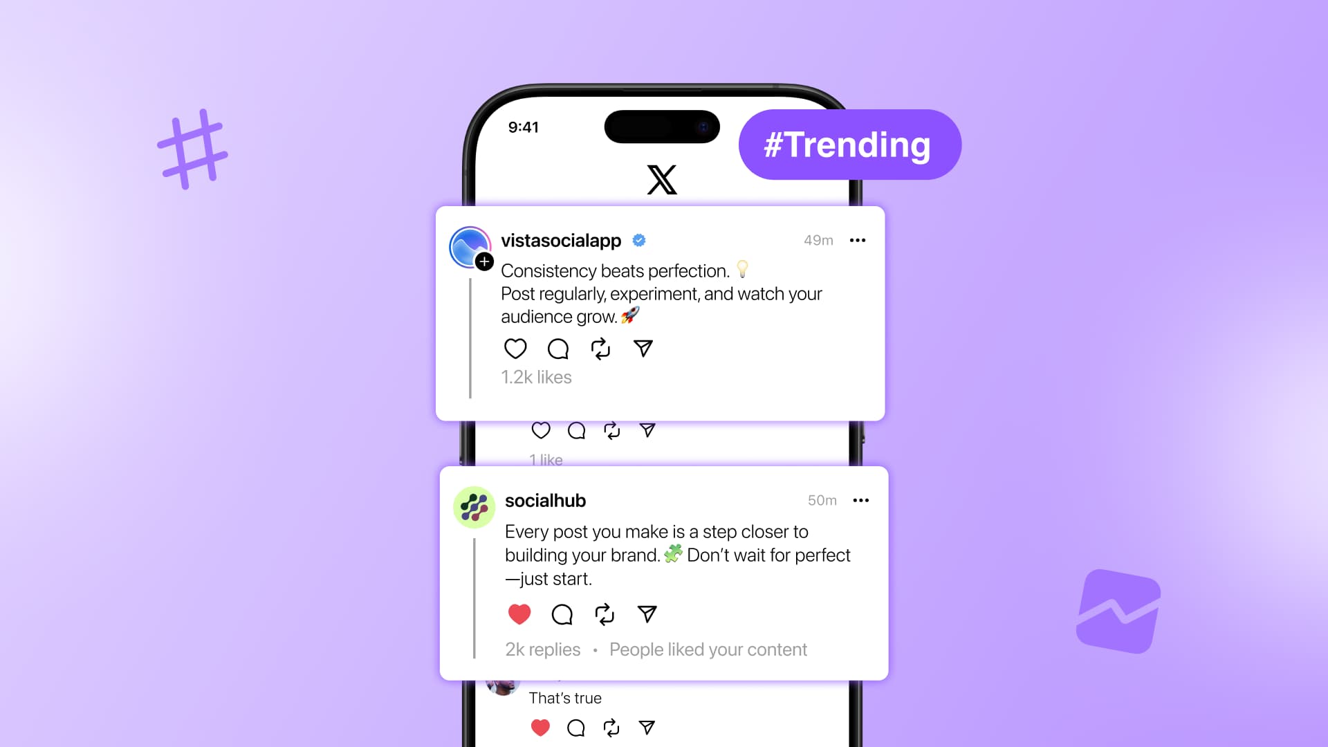 An illustration highlighting trending topics in a social media feed.