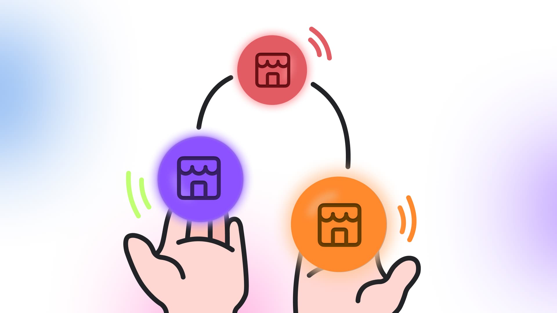 An illustration showcasing someone juggling multiple clients.