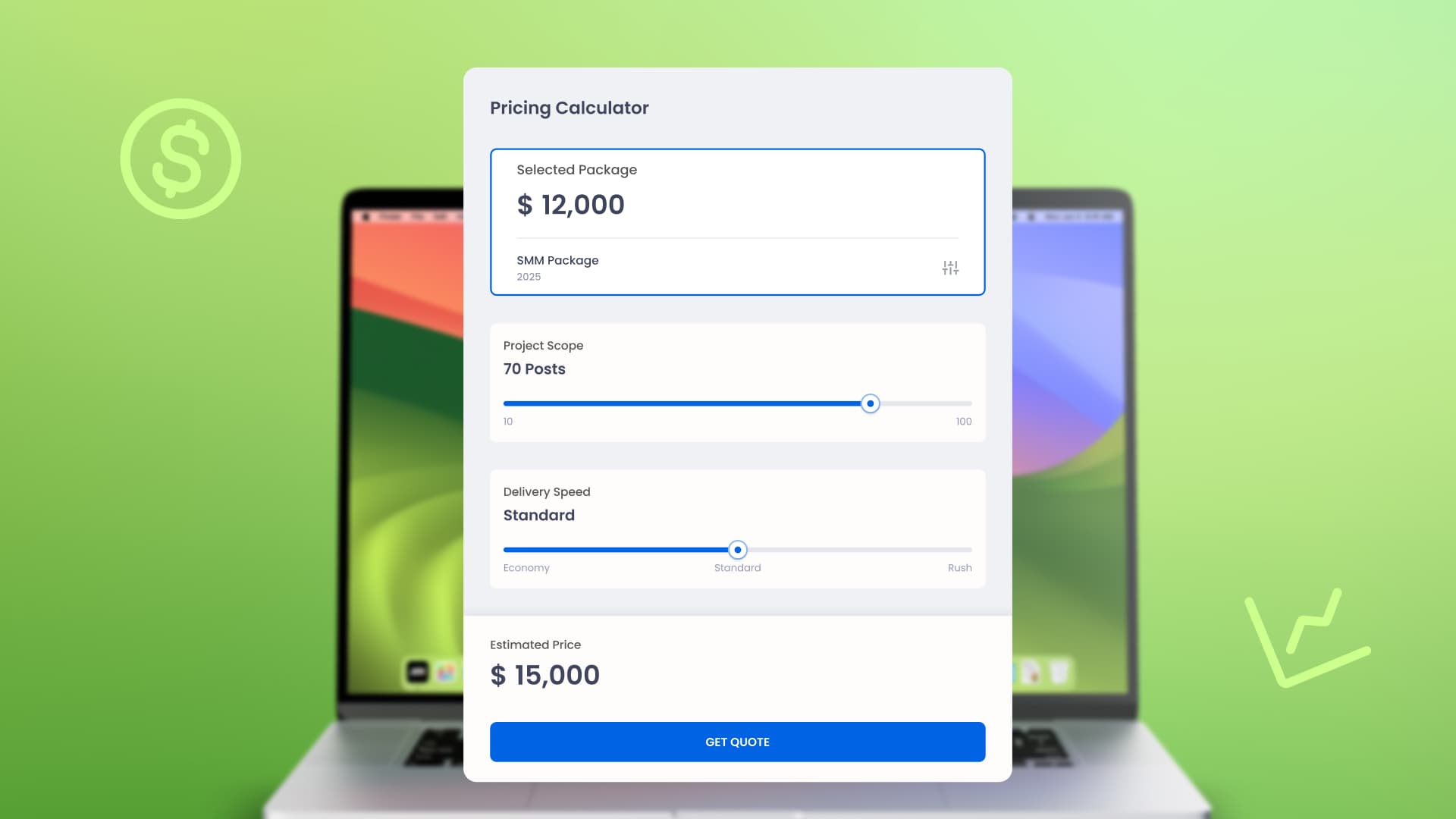 An illustration showcasing a social media management pricing calculator for agencies.