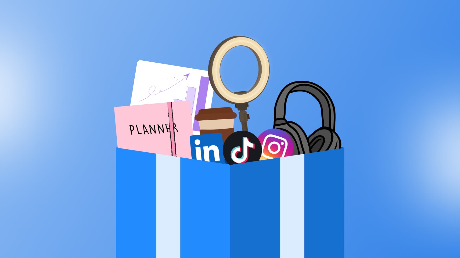 An illustration of gifts any social media manager would love.