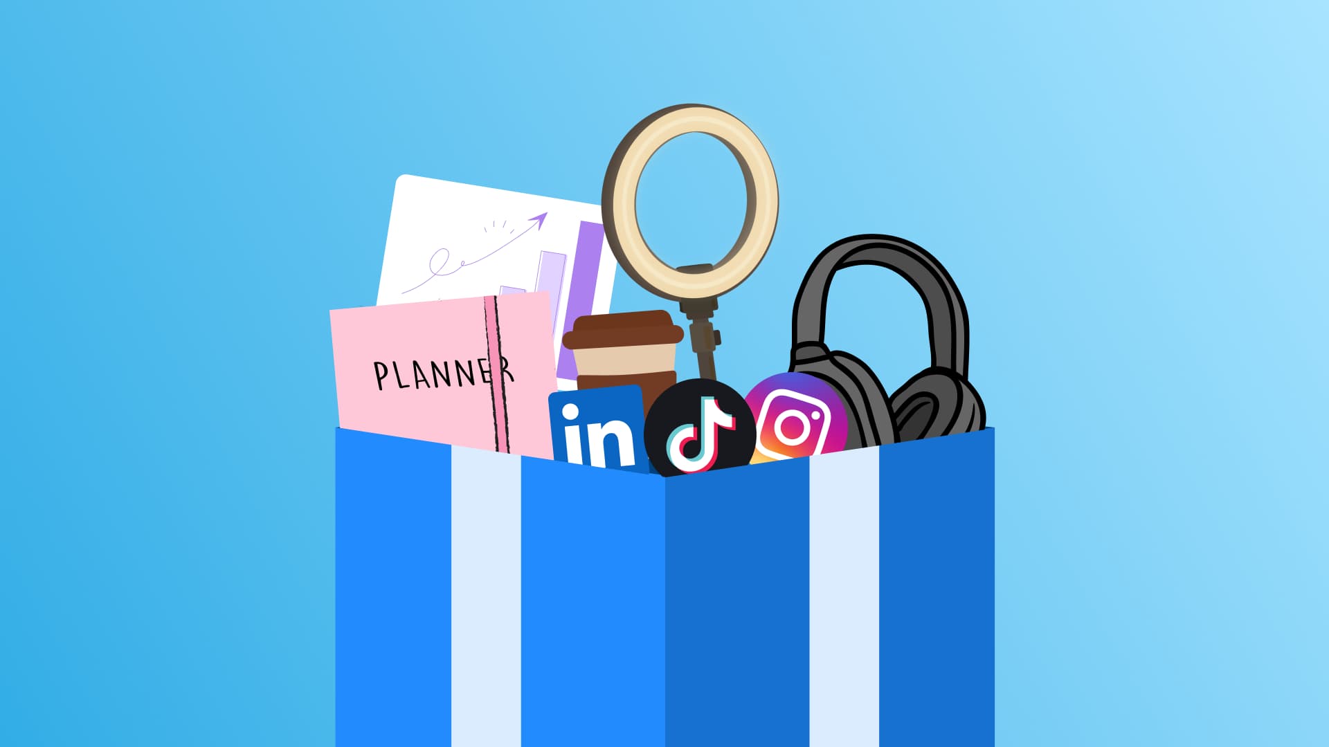 An illustration of gifts any social media manager would love.